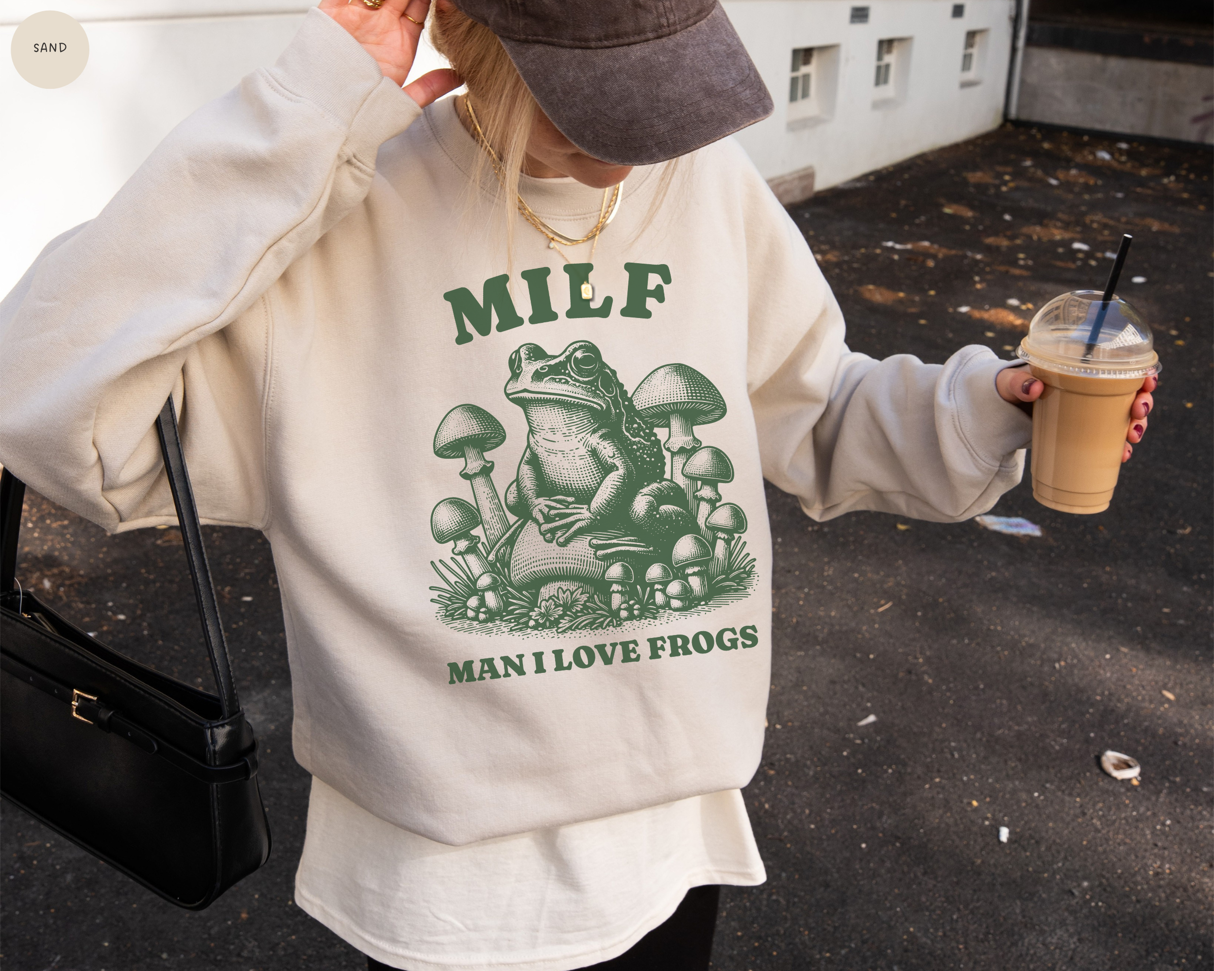 Sweat-shirt ras du cou « J'aime les grenouilles »