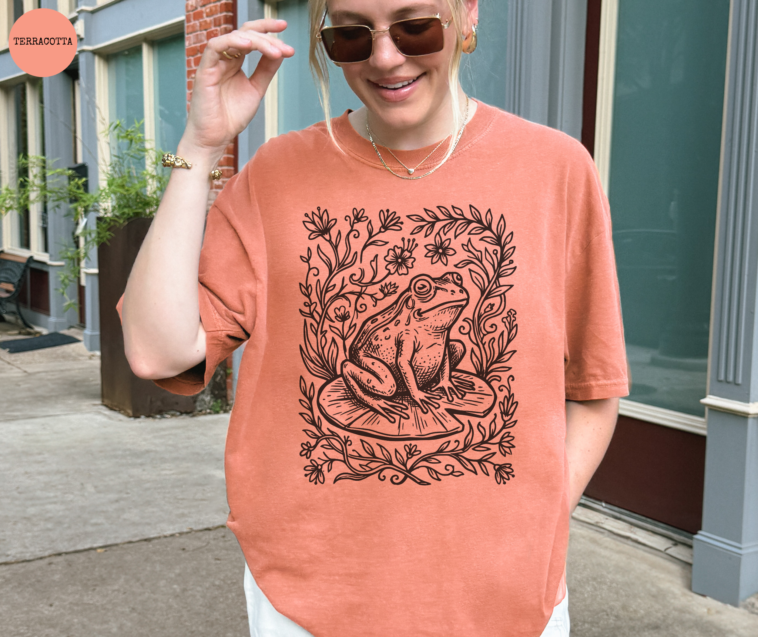 T-shirt Grenouille Linogravure Rétro