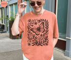 Retro Linocut Butterfly T-Shirt