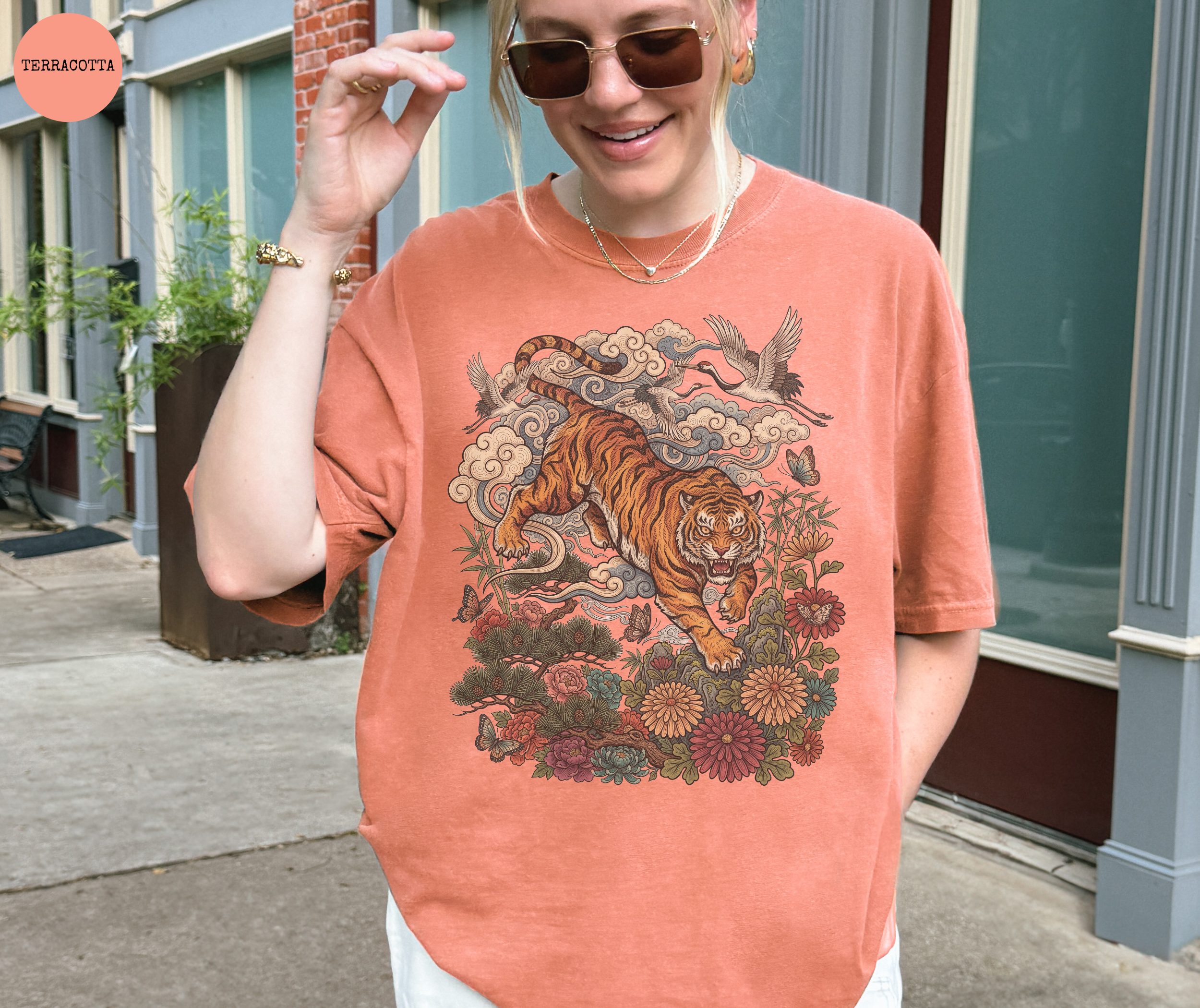 Retro Linocut Tiger T-Shirt