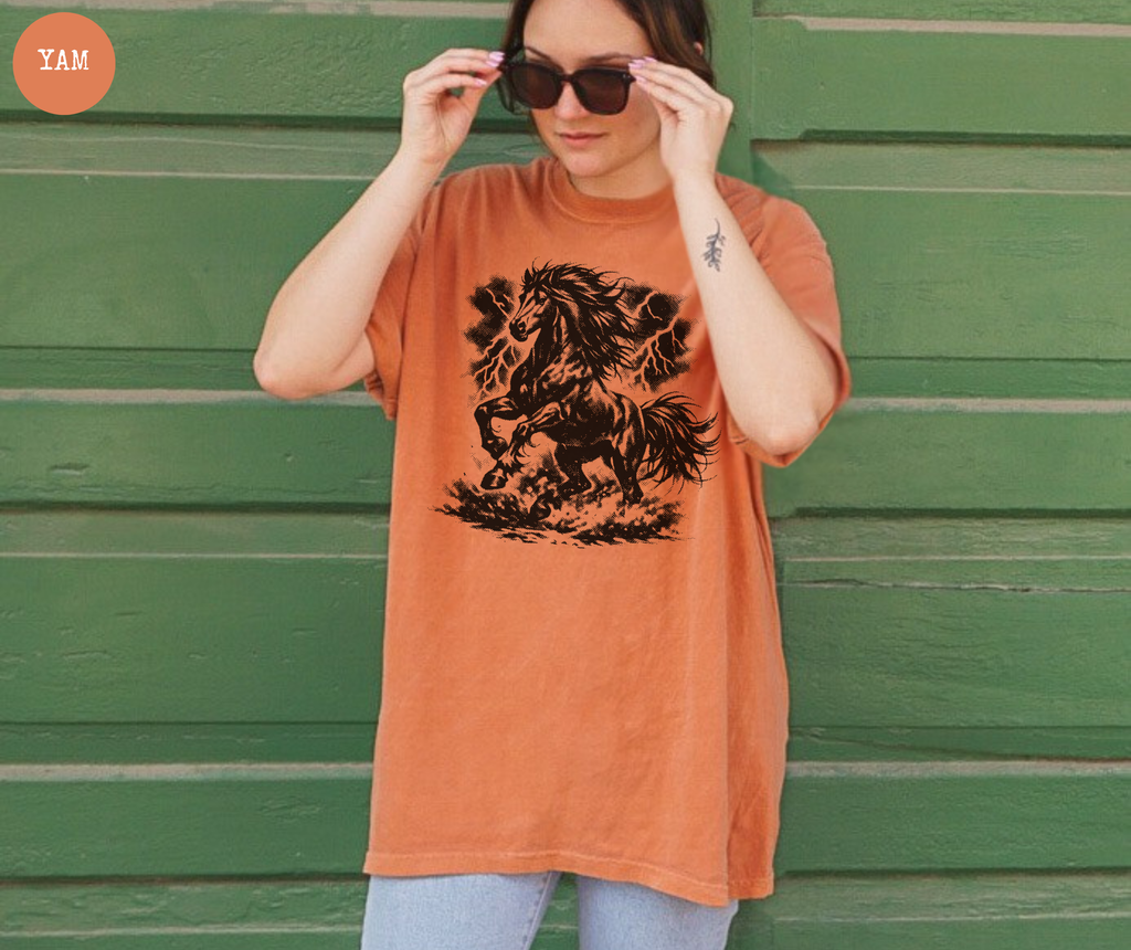 T-shirt cheval et éclair style années 90 rétro