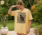 Retro Linocut Cat T-Shirt