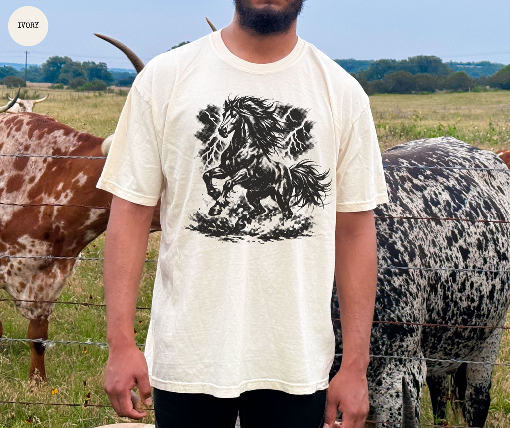 T-shirt cheval et éclair style années 90 rétro