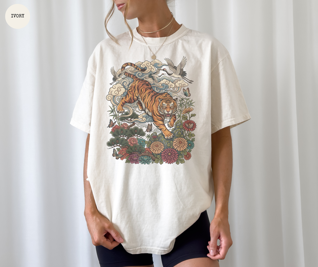 Retro Linocut Tiger T-Shirt