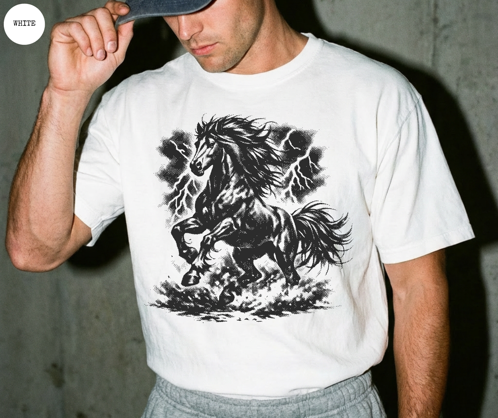 T-shirt cheval et éclair style années 90 rétro