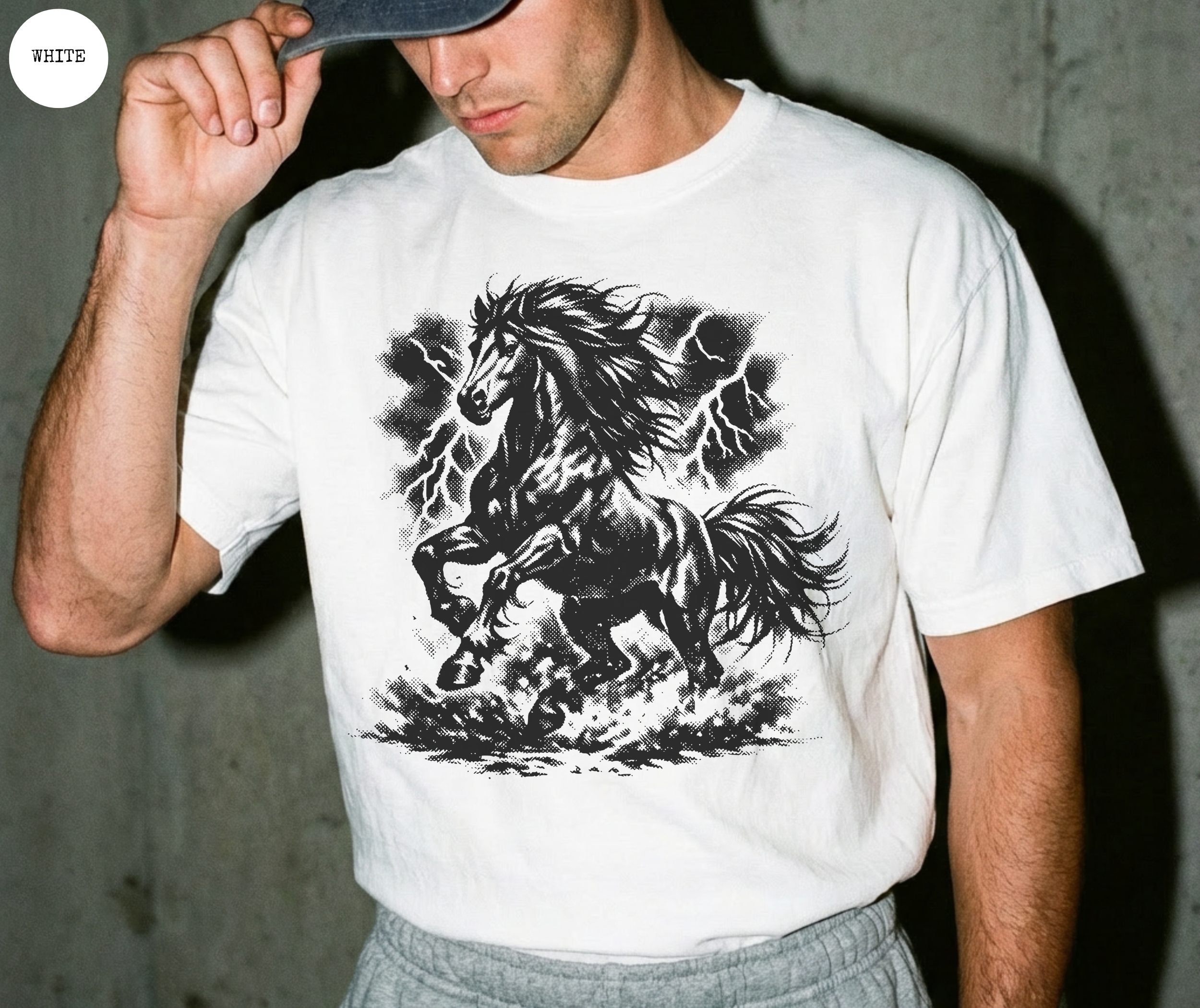 Retro 90s Horse and Lightning T-Shirt