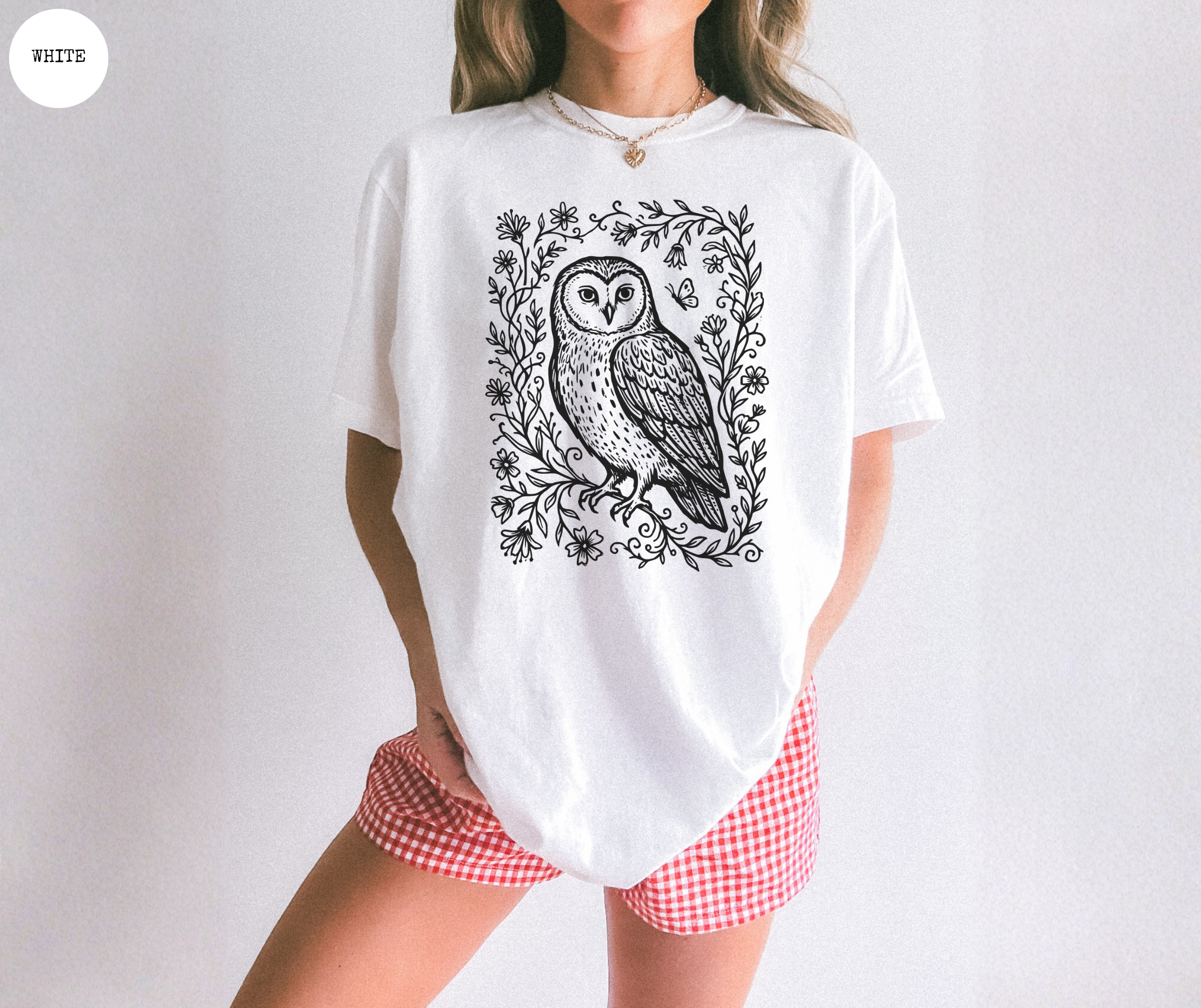 Retro Linocut Owl T-Shirt