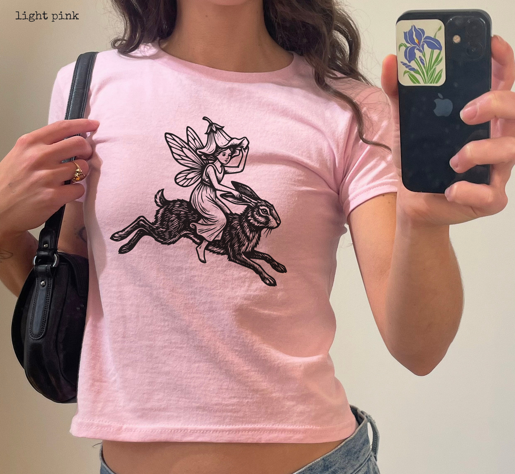 Medieval Fairy Riding Hare Baby Tee
