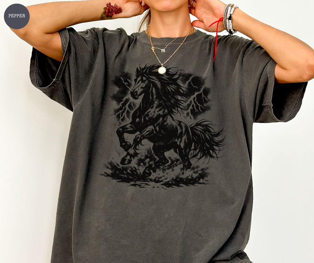 T-shirt cheval et éclair style années 90 rétro