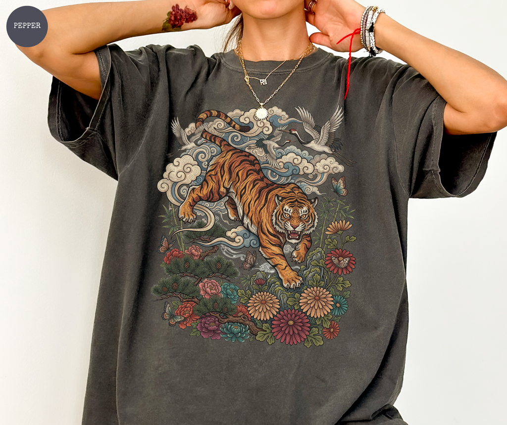 Retro Linocut Tiger T-Shirt