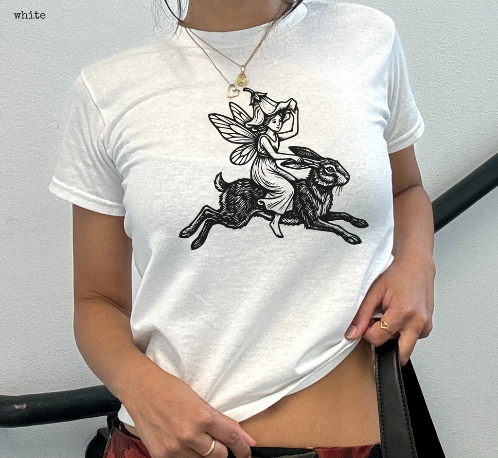 Medieval Fairy Riding Hare Baby Tee