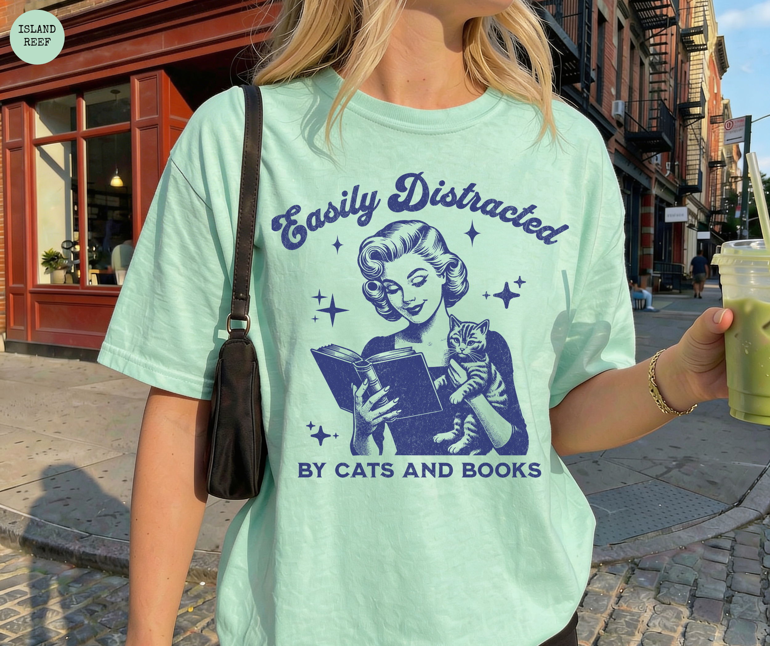 Easily Distracted By Cats and Books T-Shirt