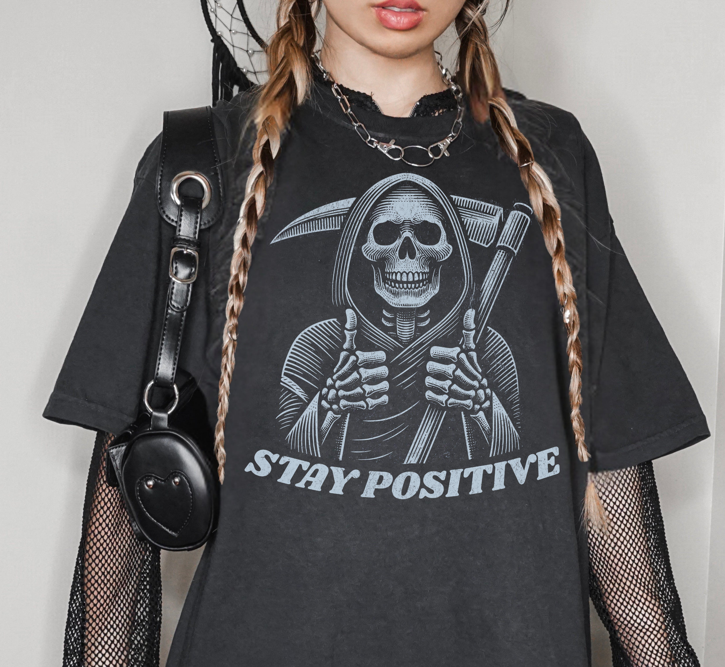 Stay Positive Grim Reaper T-Shirt