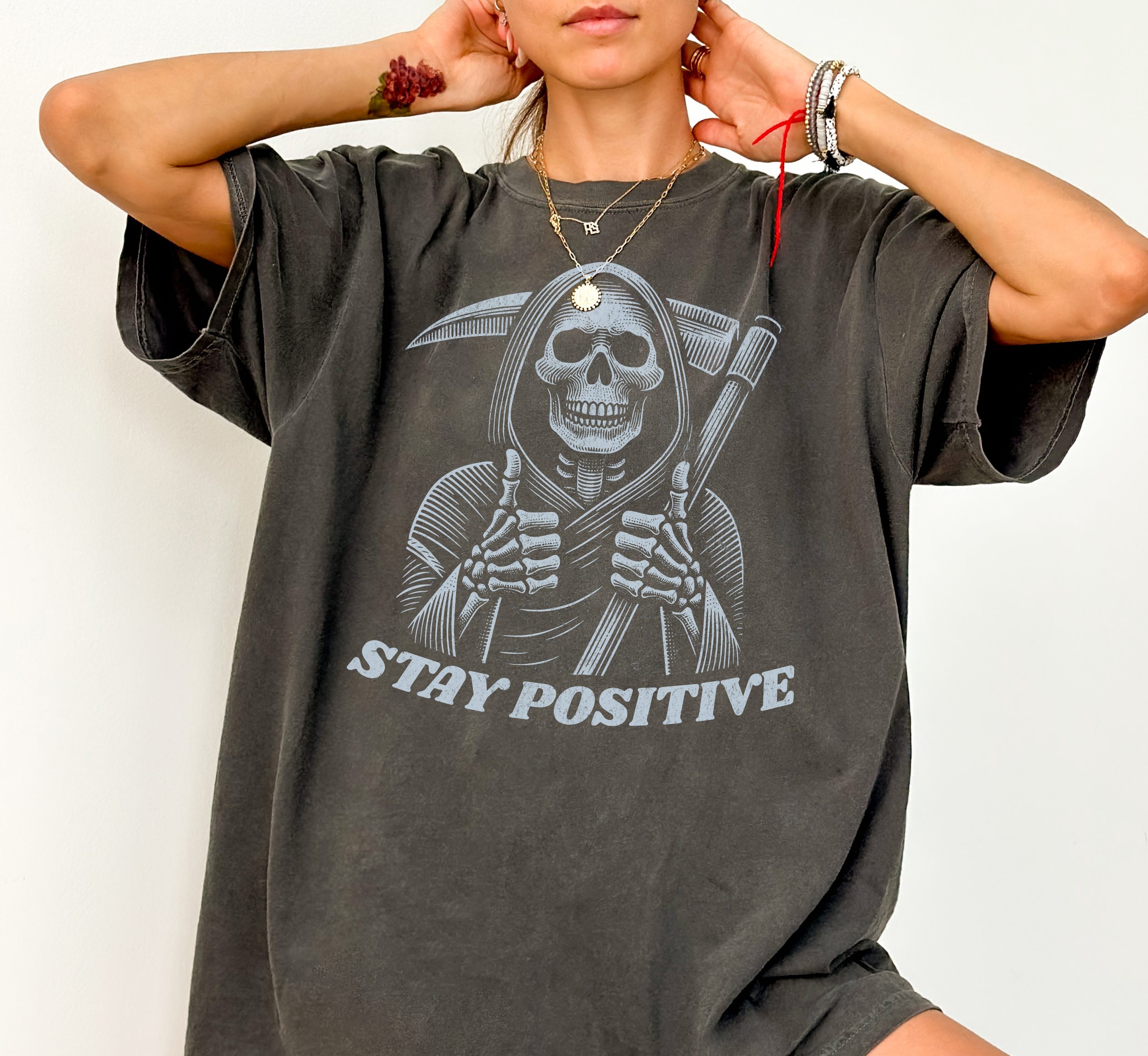 Stay Positive Grim Reaper T-Shirt