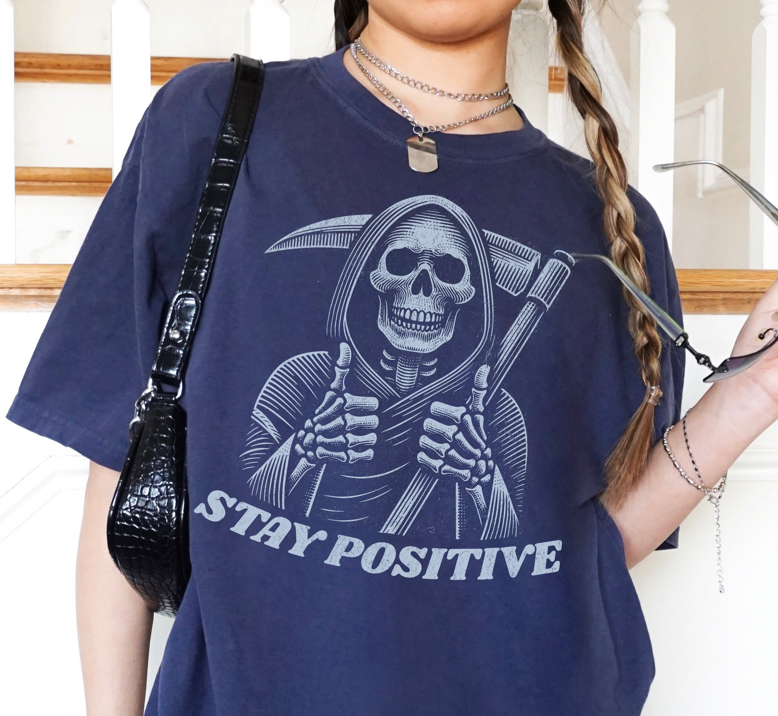 Stay Positive Grim Reaper T-Shirt