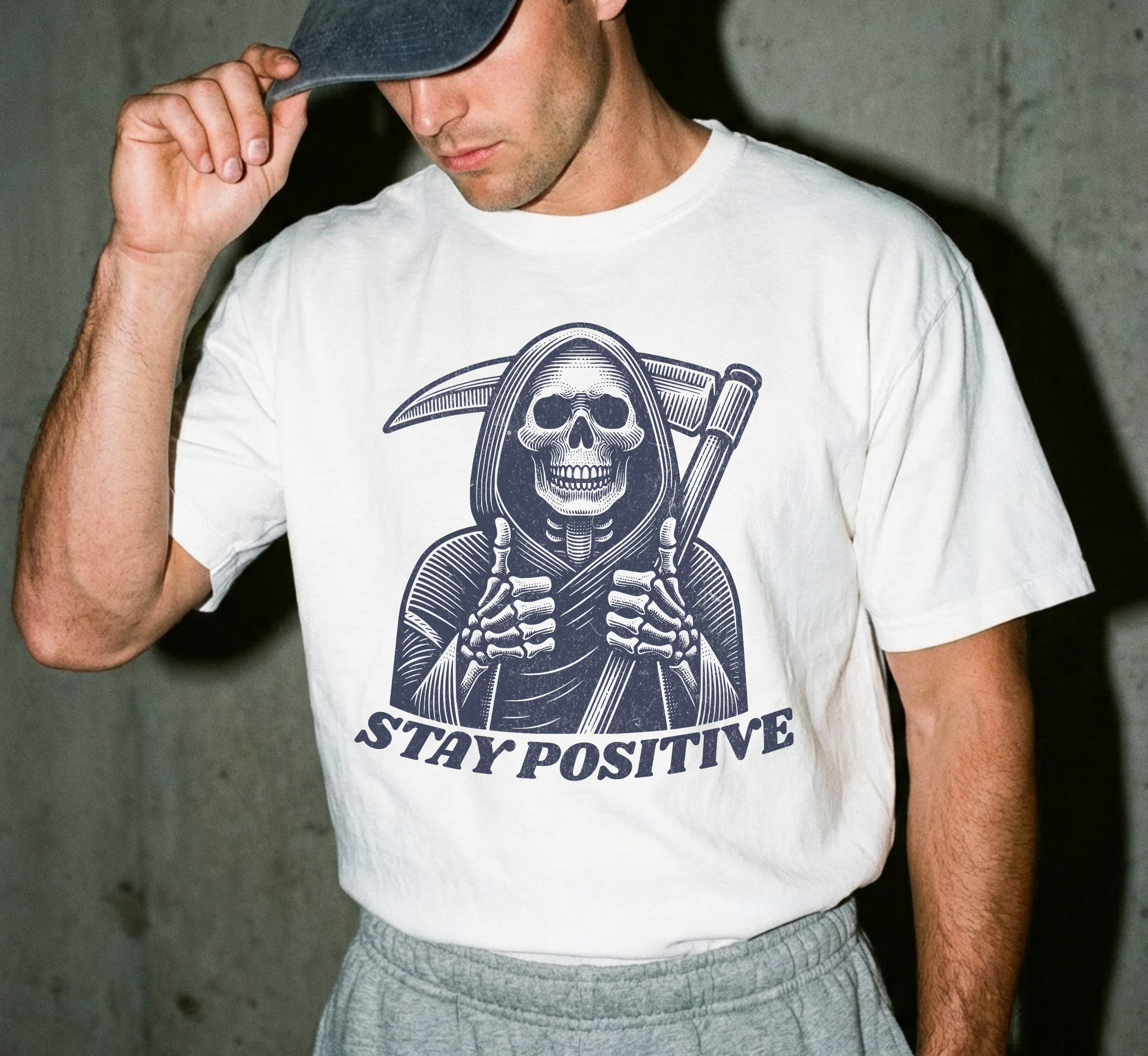 Stay Positive Grim Reaper T-Shirt
