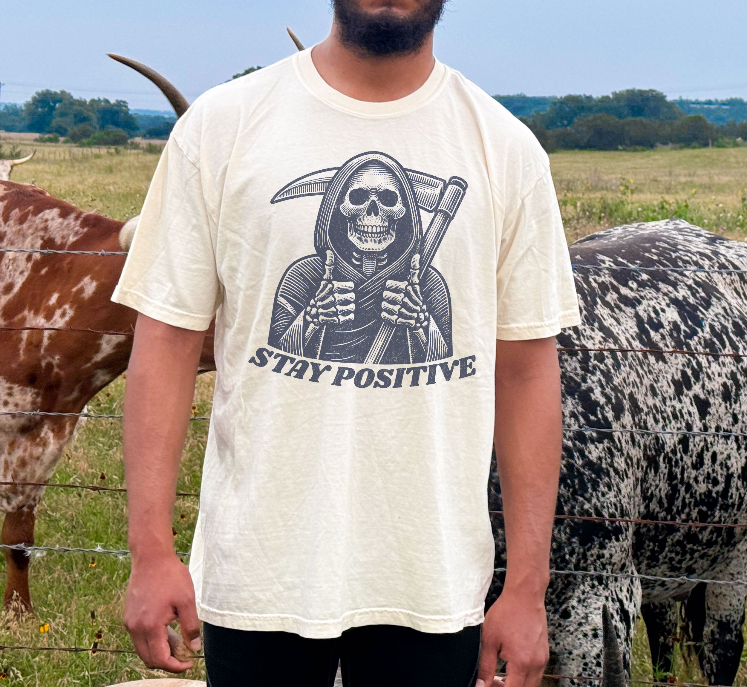 Stay Positive Grim Reaper T-Shirt