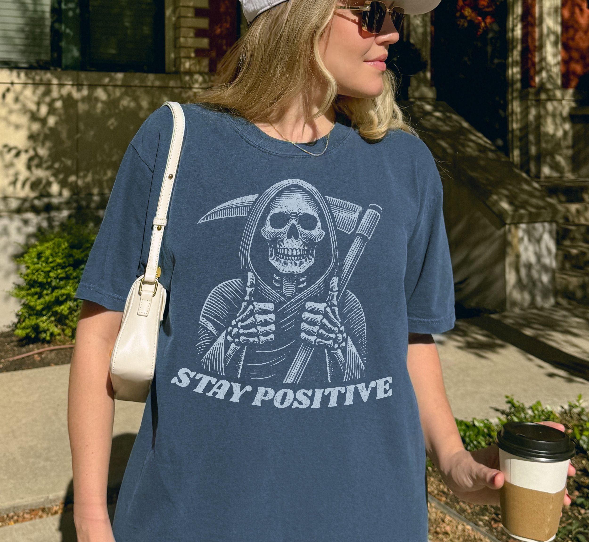 Stay Positive Grim Reaper T-Shirt