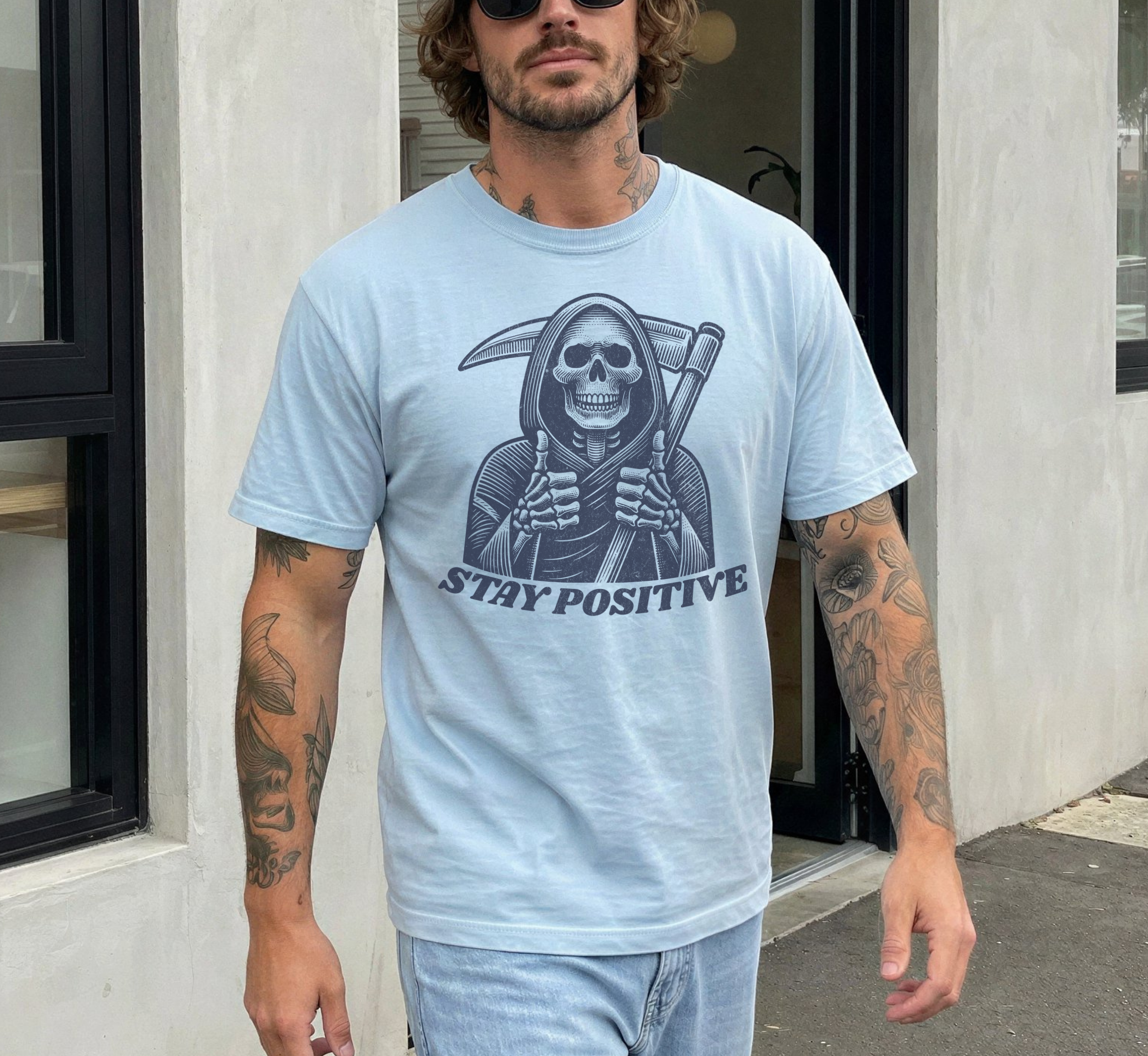 Stay Positive Grim Reaper T-Shirt