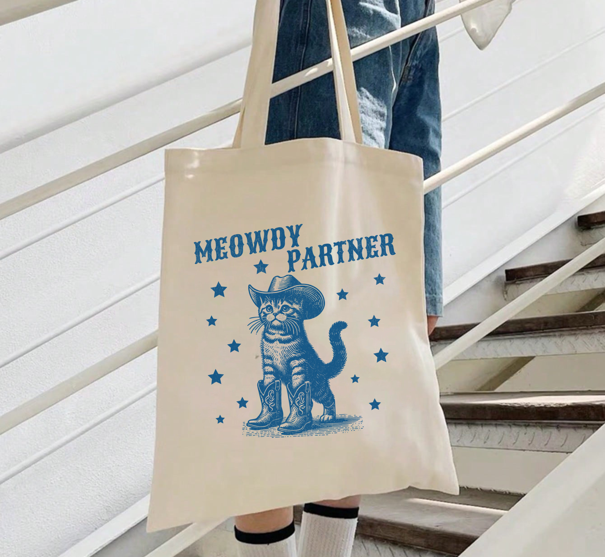 Meowdy Partner Cowboy Cat Tote Bag