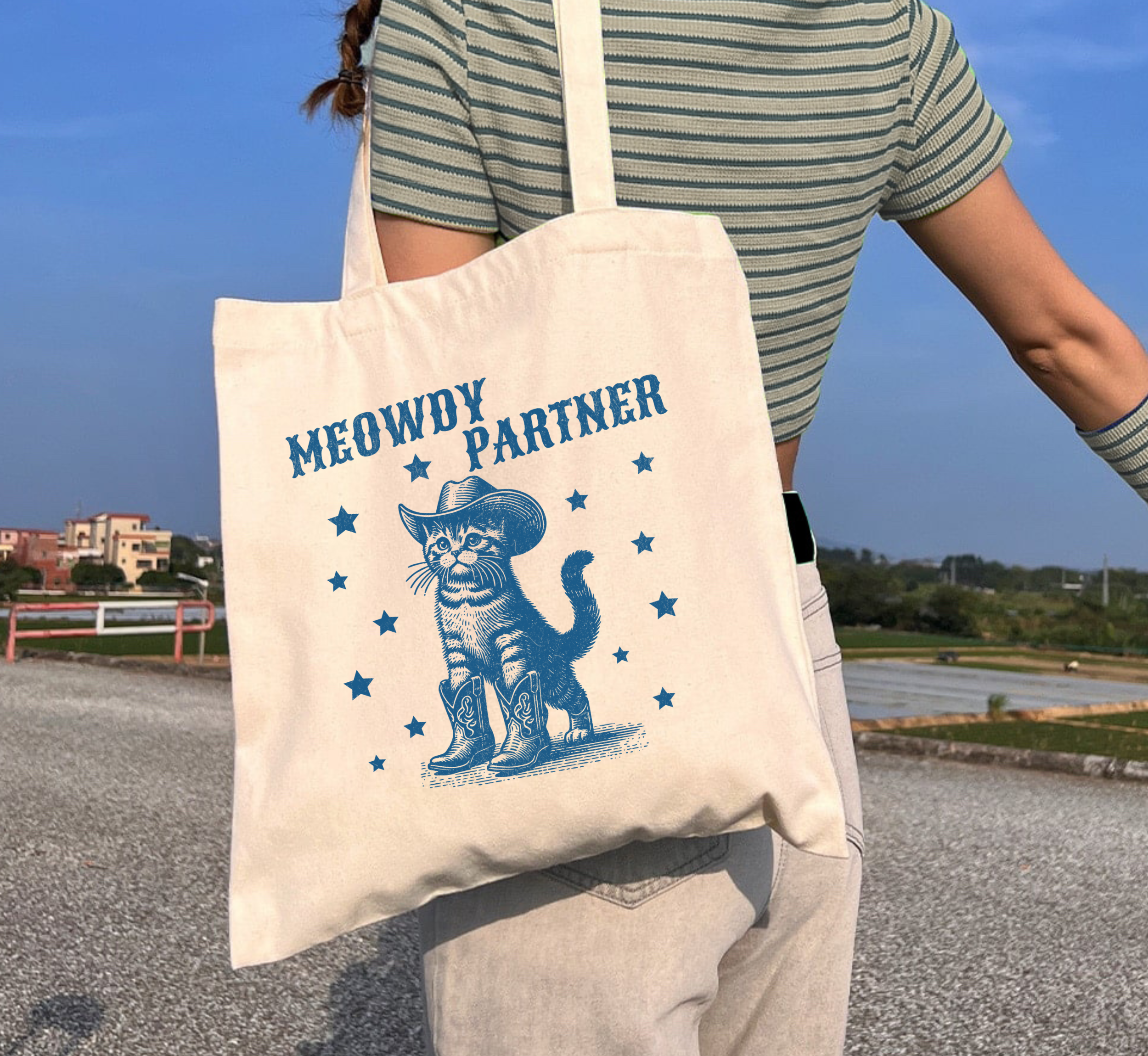 Meowdy Partner Cowboy Cat Tote Bag