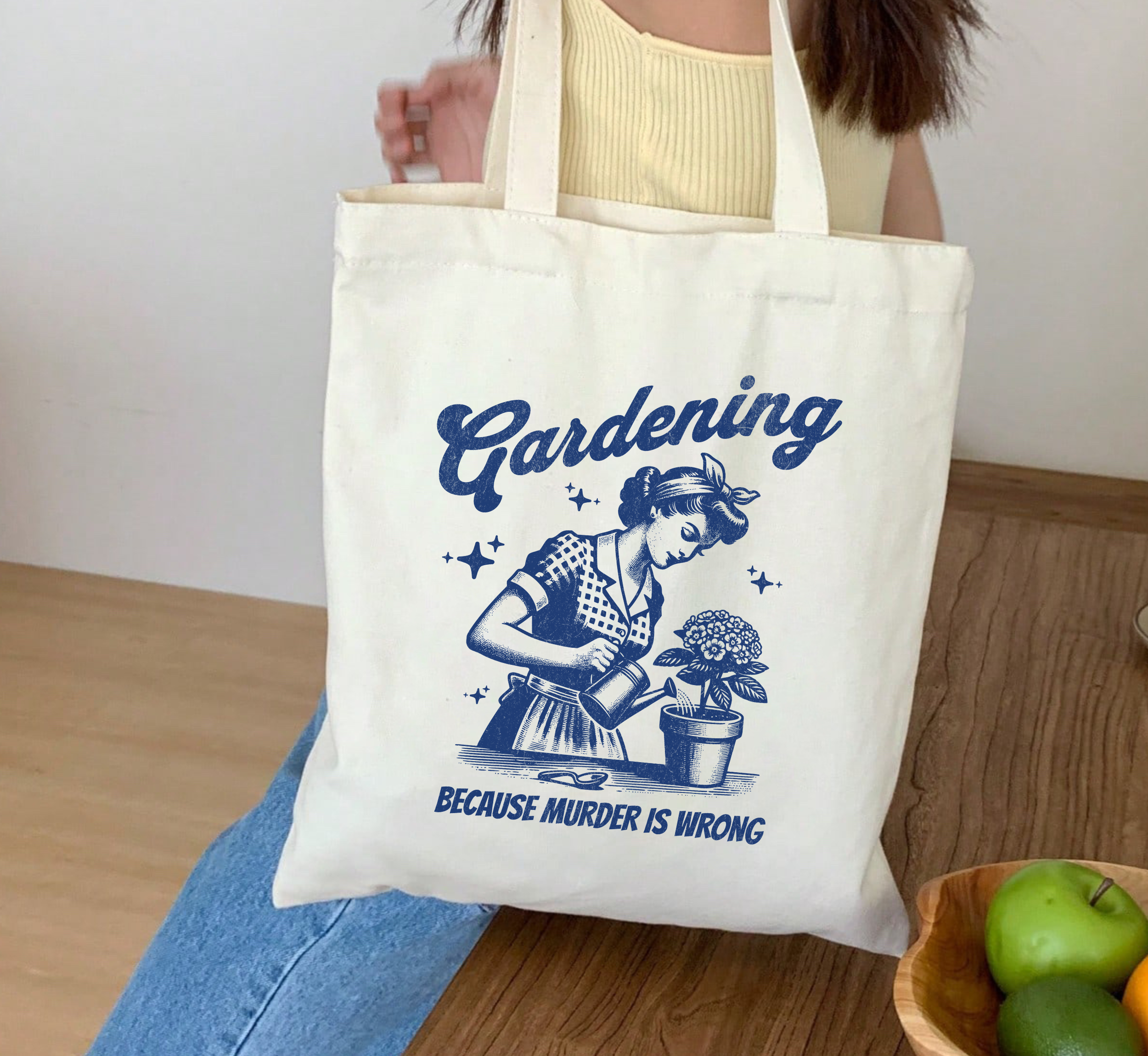 Gardening Because Murder Is Wrong Tote Bag