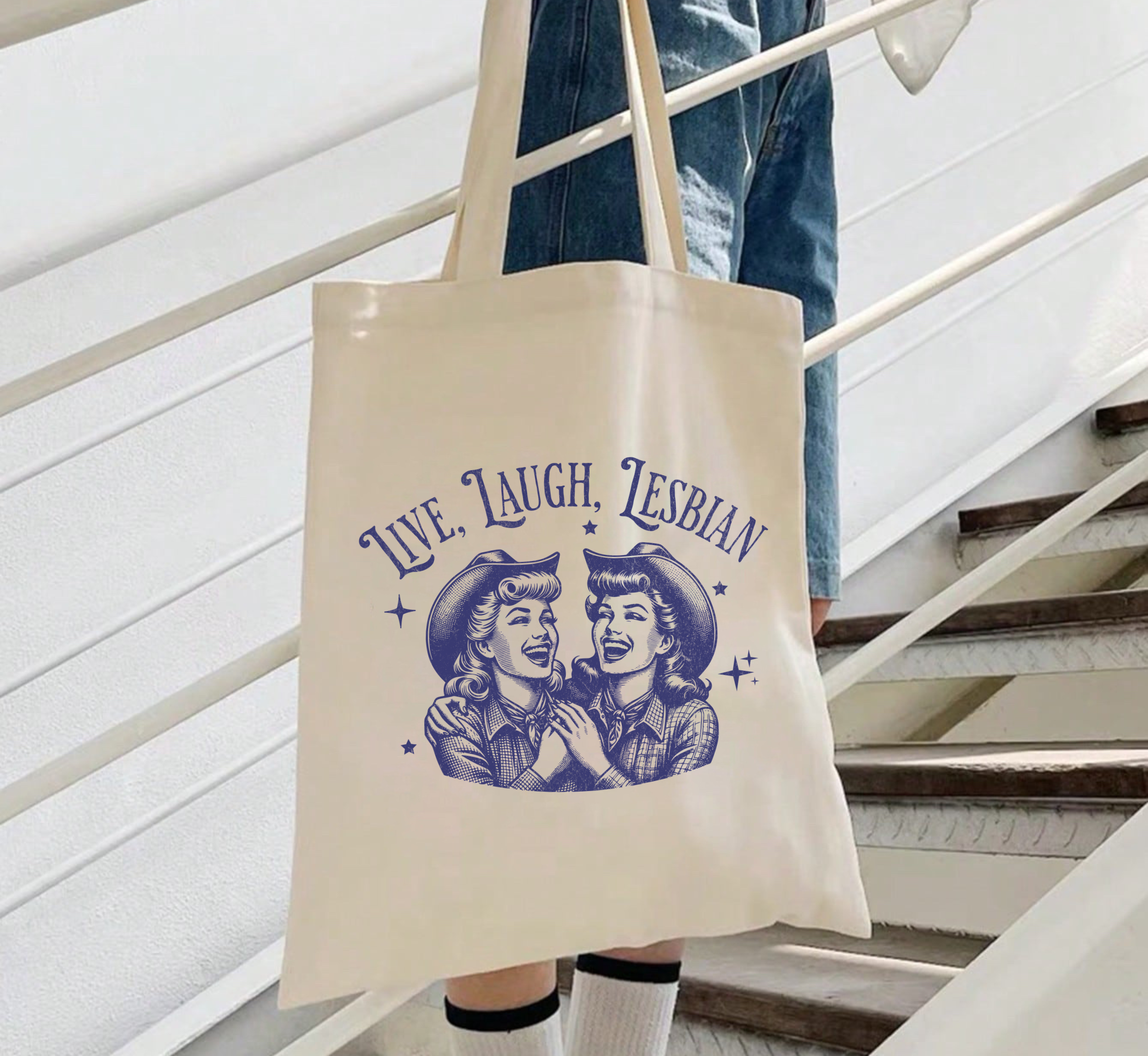 Sac fourre-tout "Vis, Ris, Lesbienne"