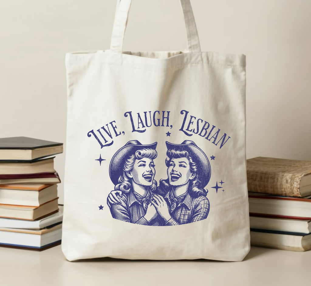 Sac fourre-tout "Vis, Ris, Lesbienne"
