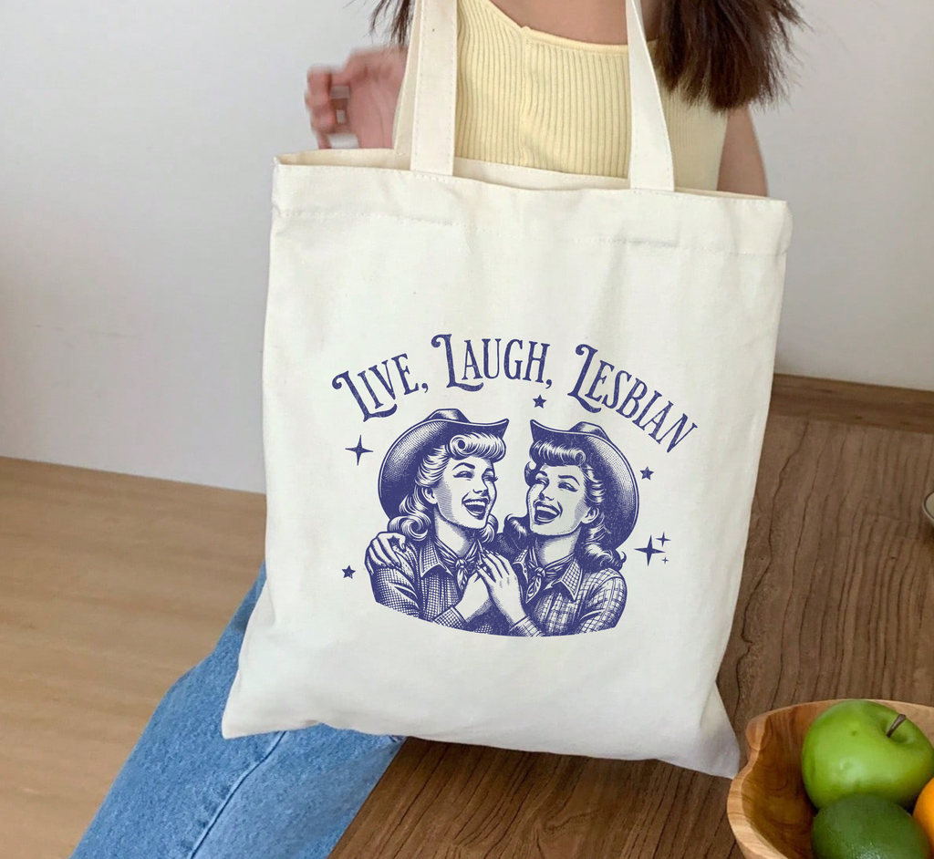 Sac fourre-tout "Vis, Ris, Lesbienne"