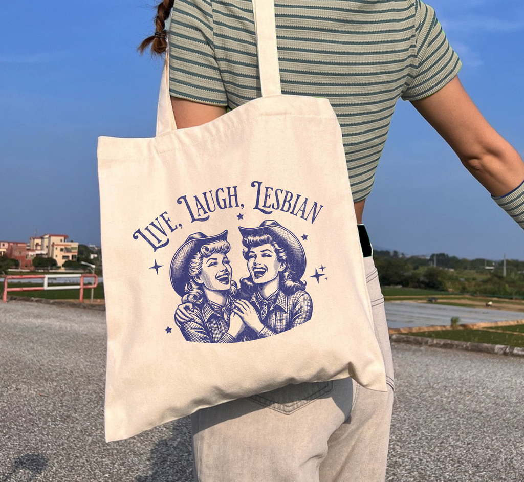 Sac fourre-tout "Vis, Ris, Lesbienne"