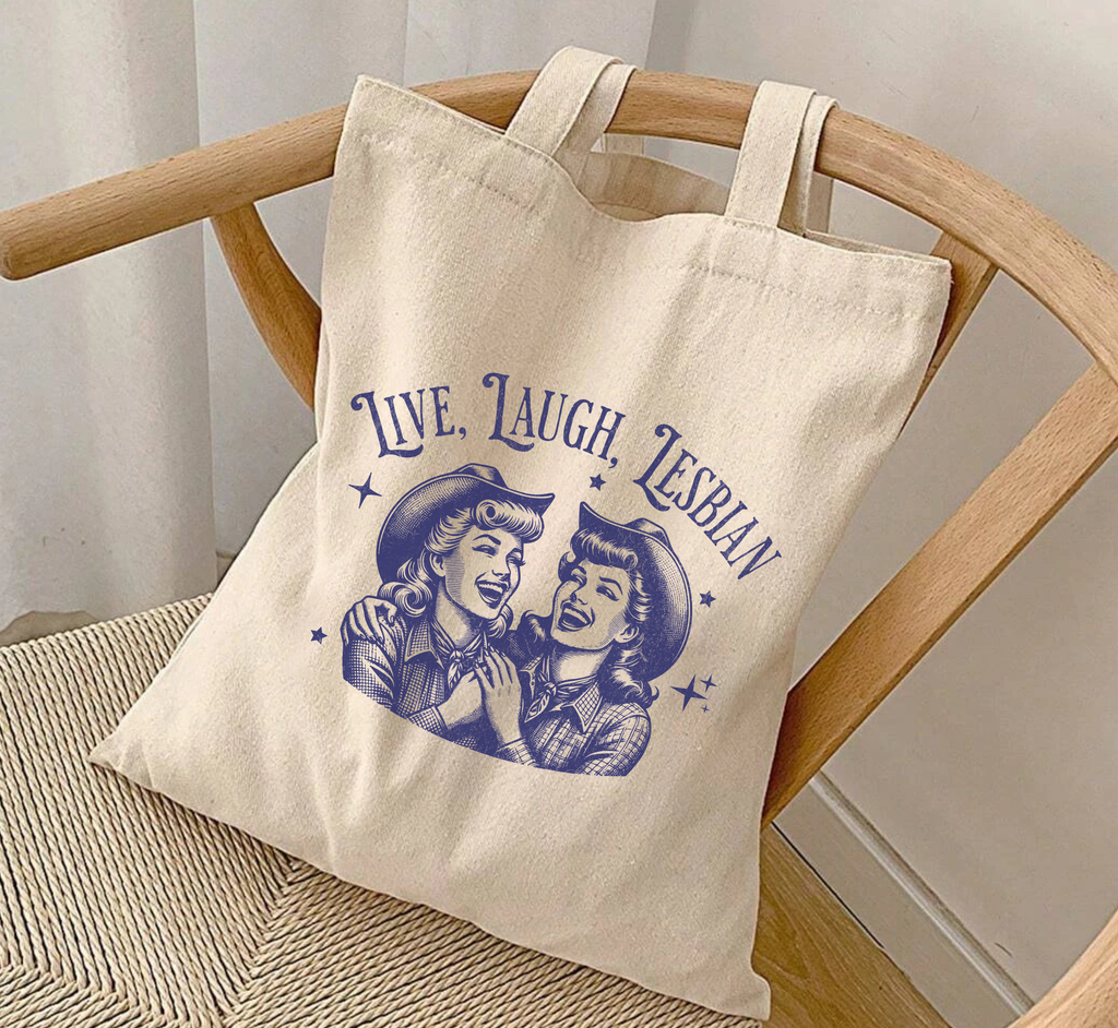 Sac fourre-tout "Vis, Ris, Lesbienne"