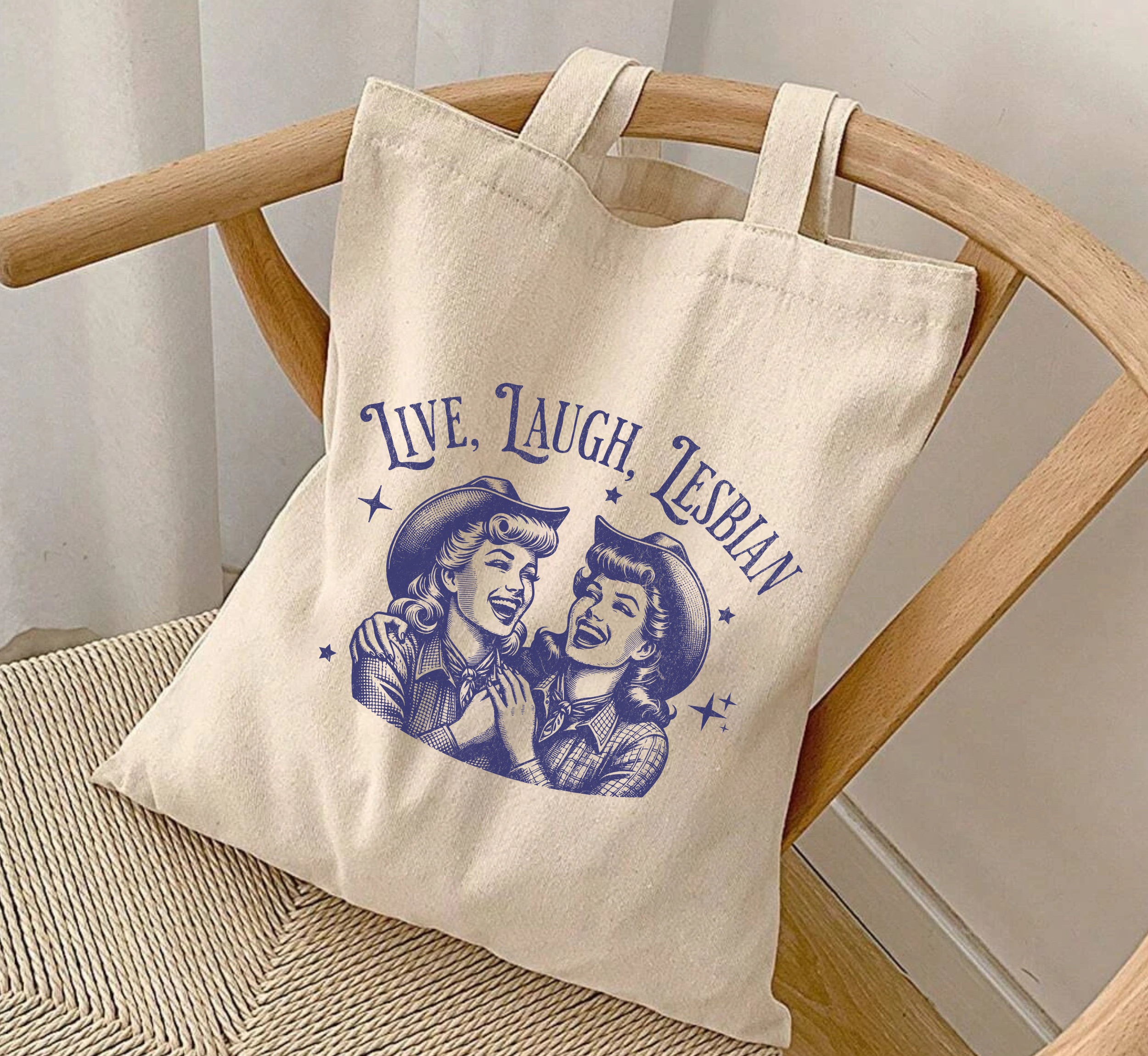 Sac fourre-tout "Vis, Ris, Lesbienne"
