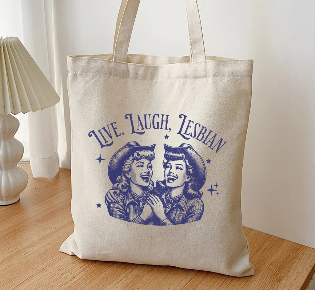 Sac fourre-tout "Vis, Ris, Lesbienne"