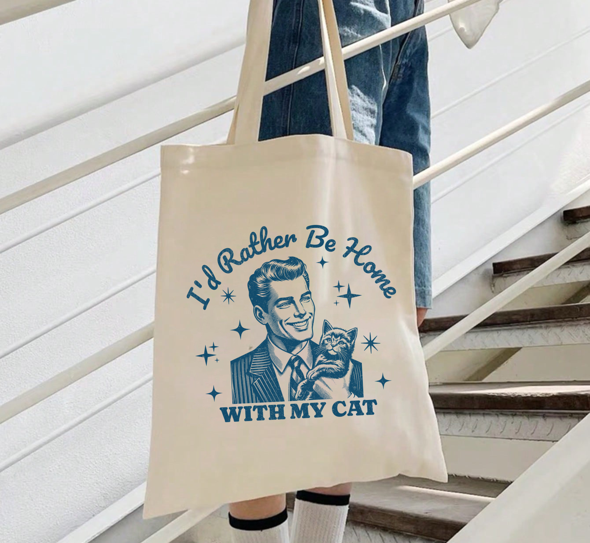 I'd Rather Be Home With My Cat Tote Bag