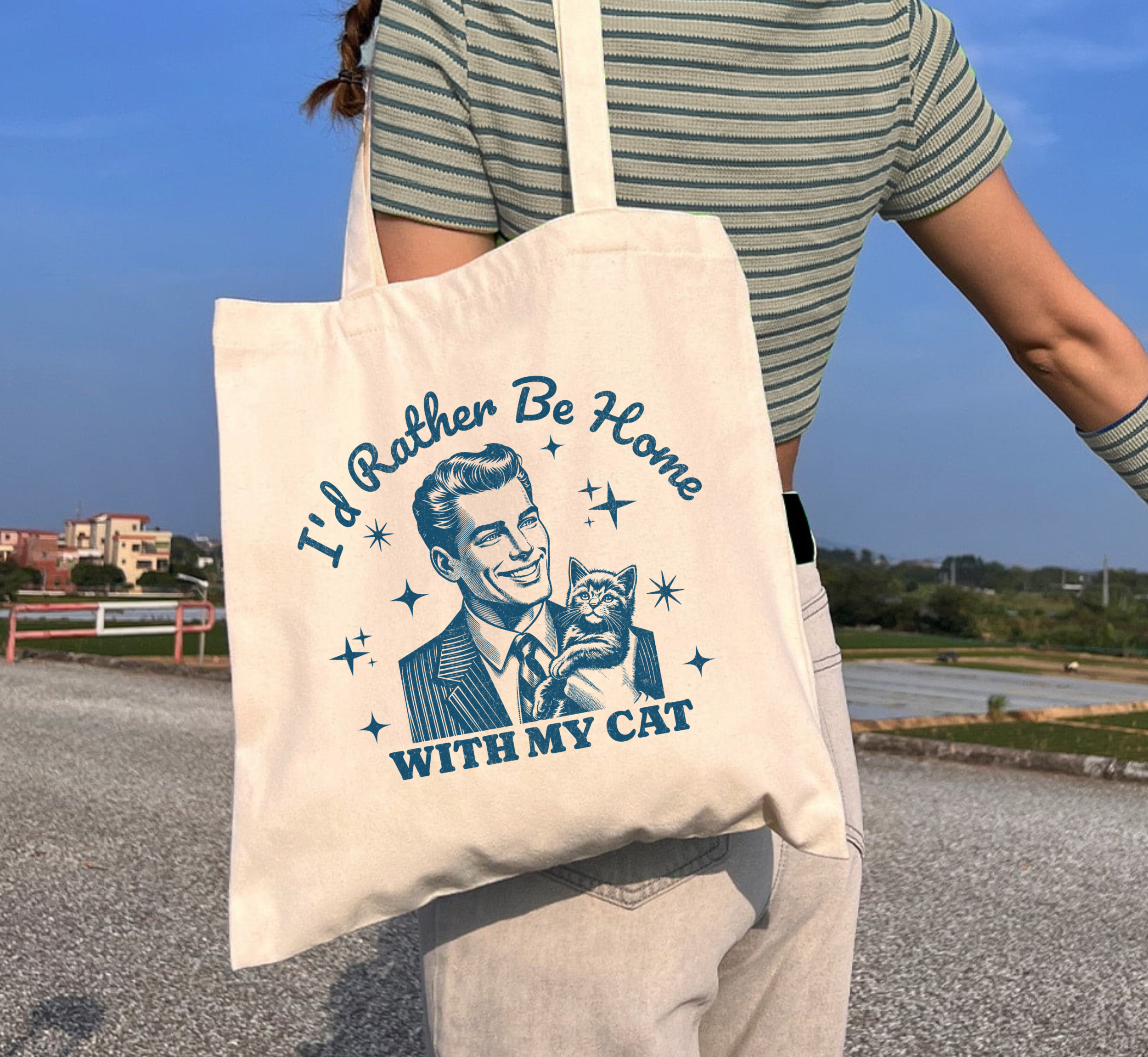I'd Rather Be Home With My Cat Tote Bag