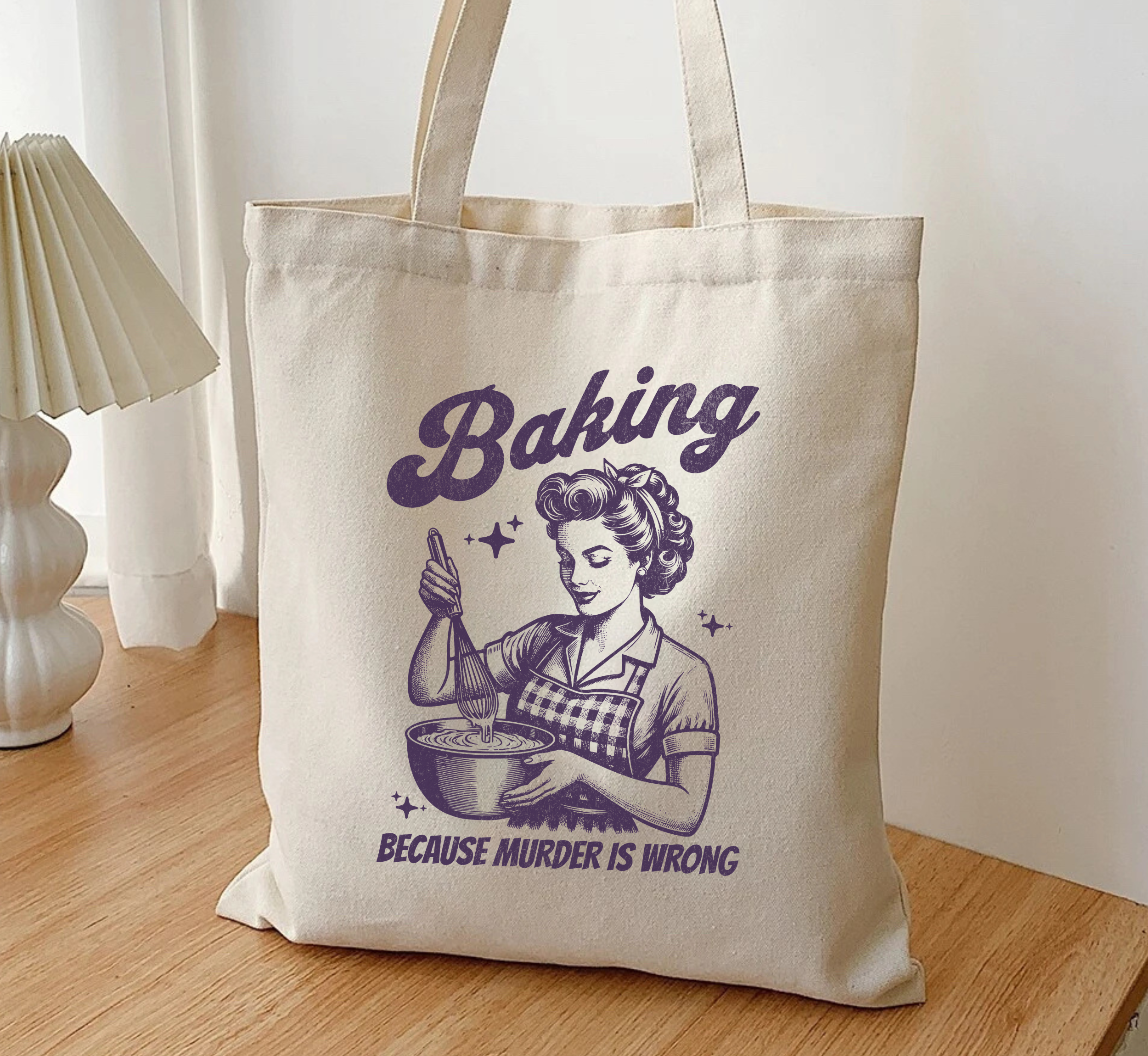 Baking Because Murder Is Wrong Tote Bag