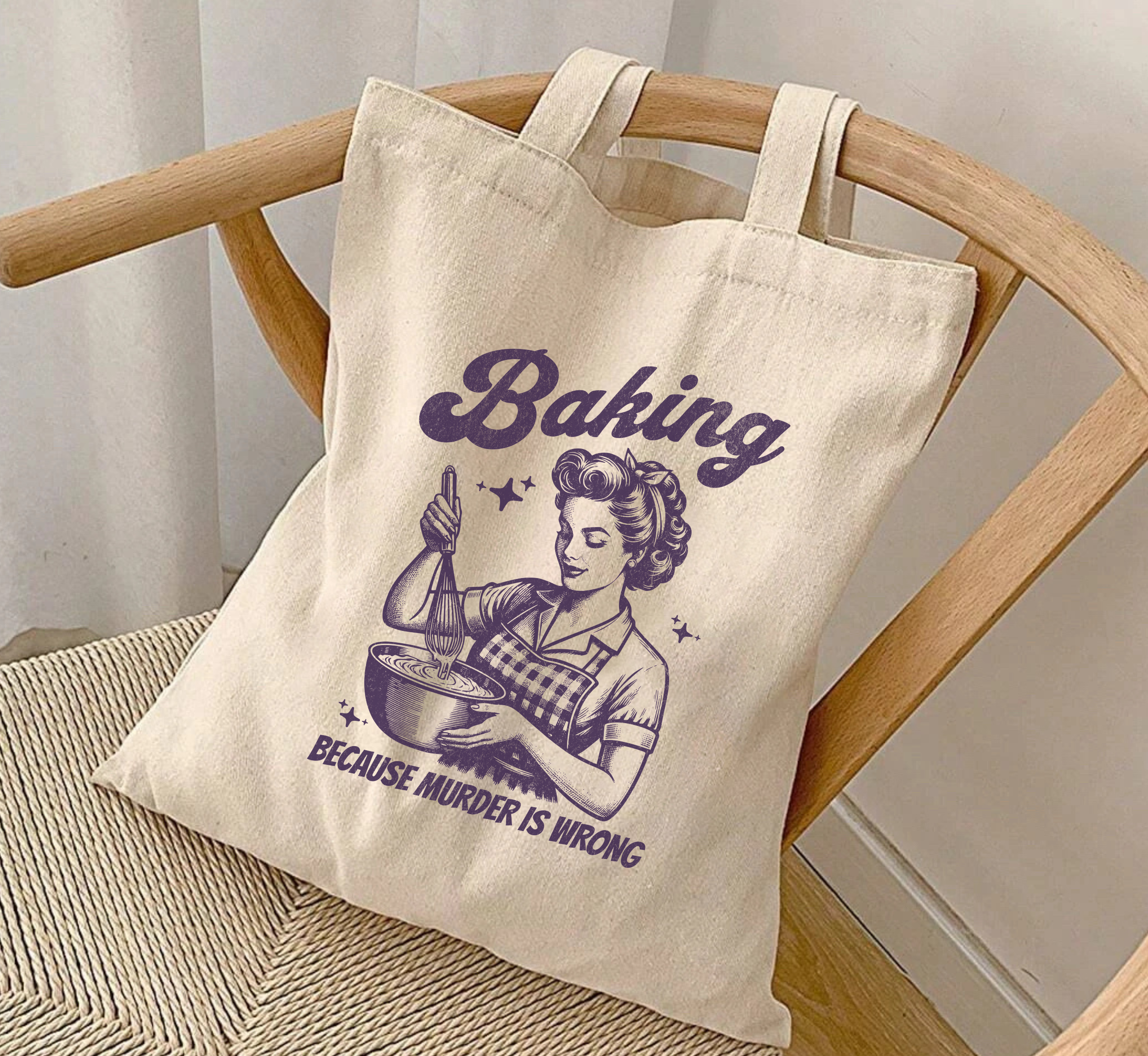 Baking Because Murder Is Wrong Tote Bag