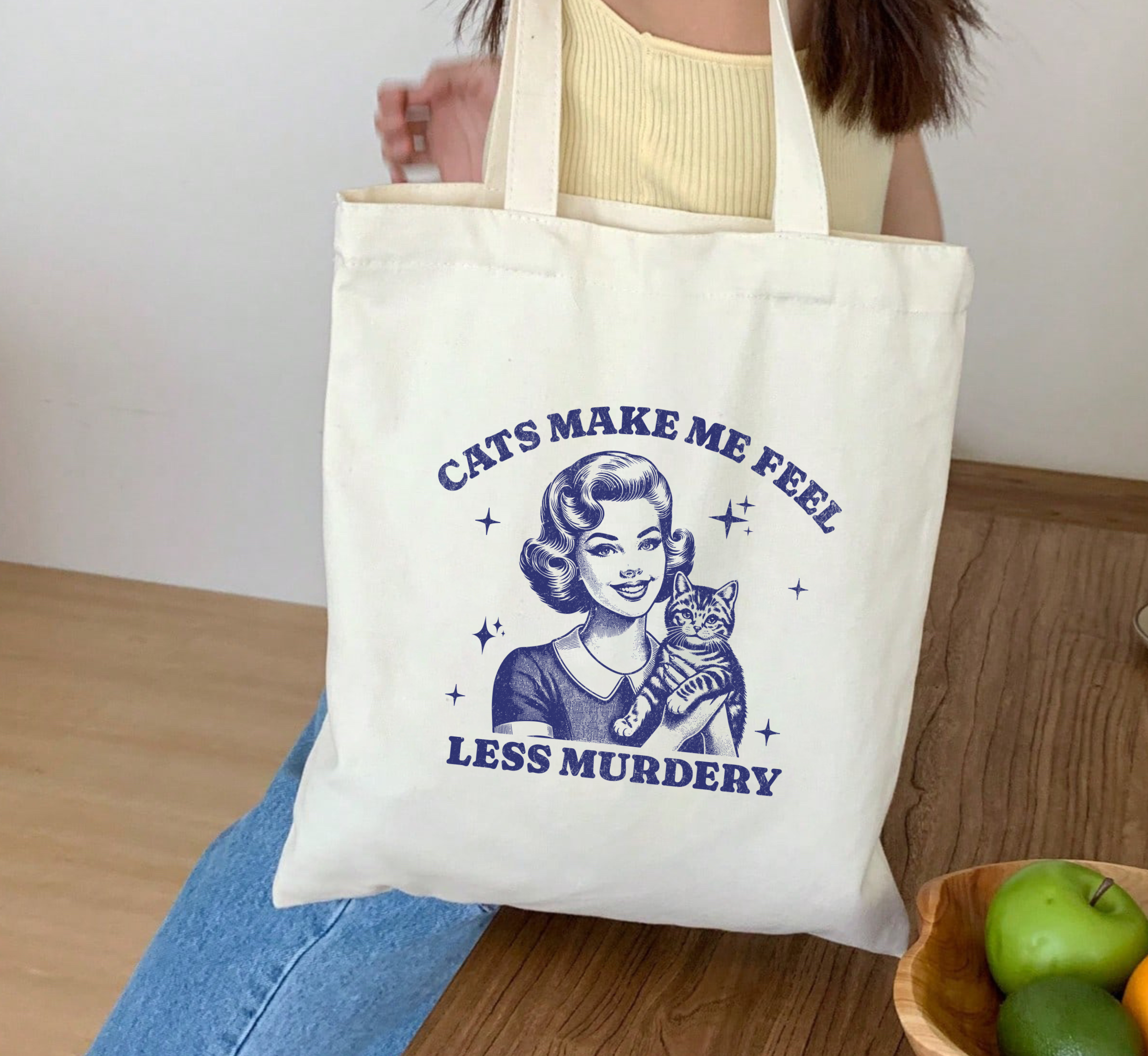 Cats Make Me Feel Less Murdery Tote Bag
