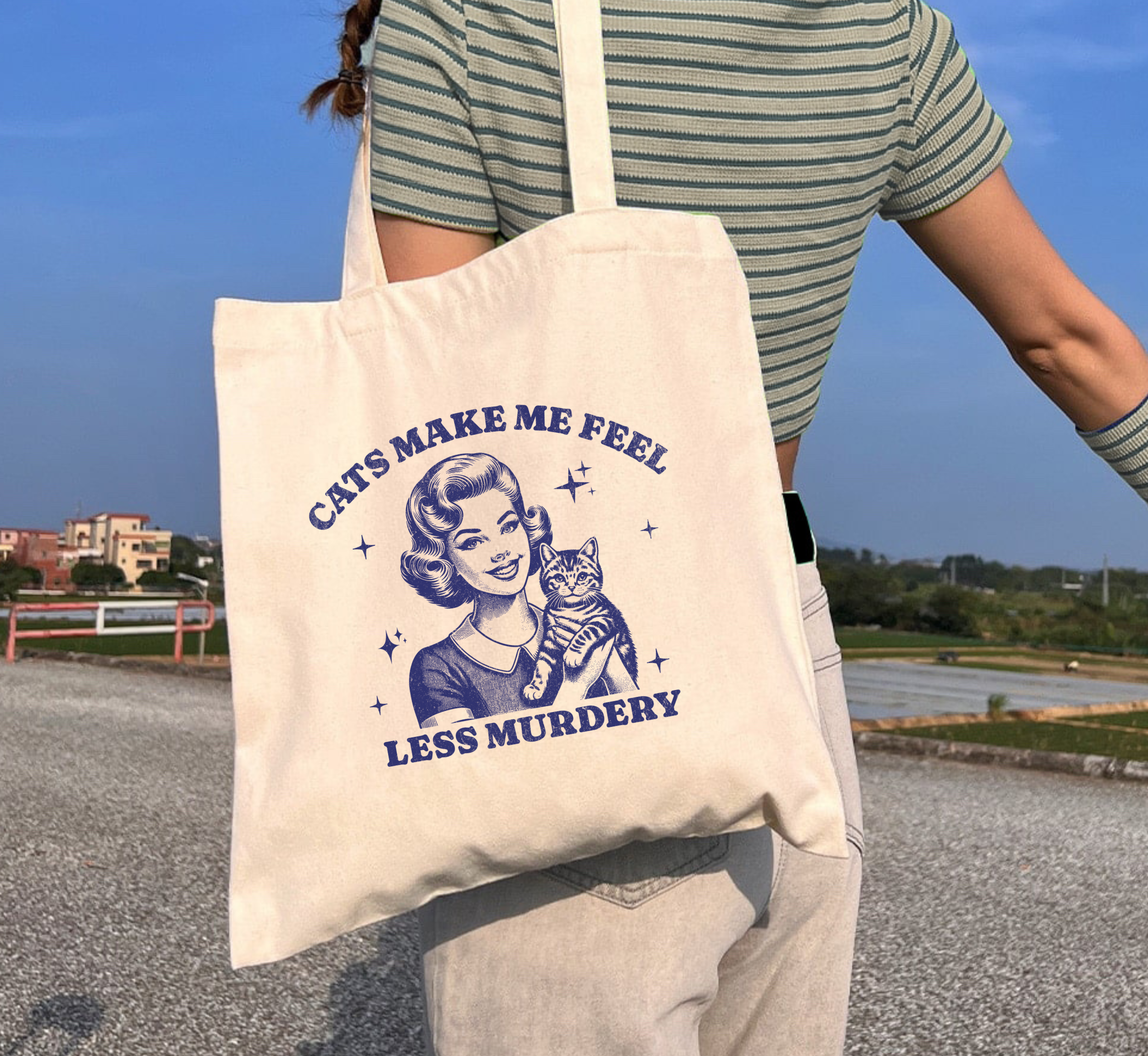 Cats Make Me Feel Less Murdery Tote Bag