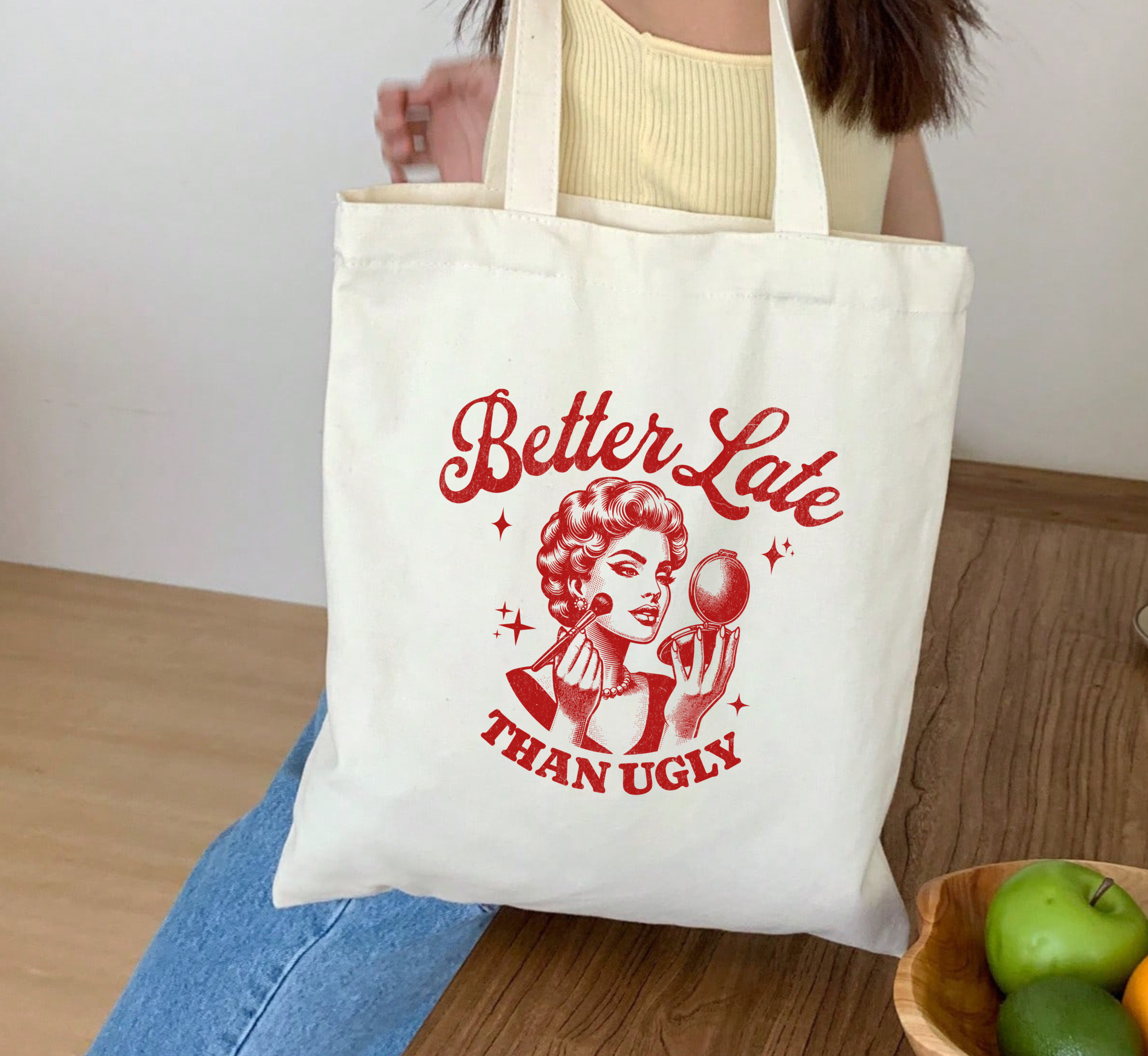 Meille vaut tard que moche Sac fourre-tout