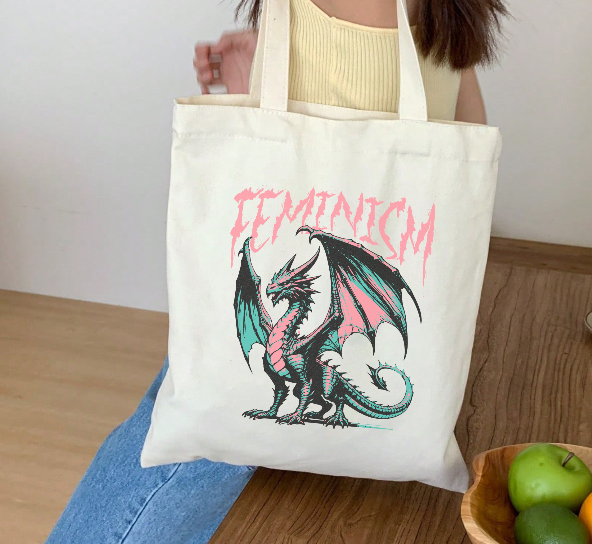 Feminism Dragon Tote Bag