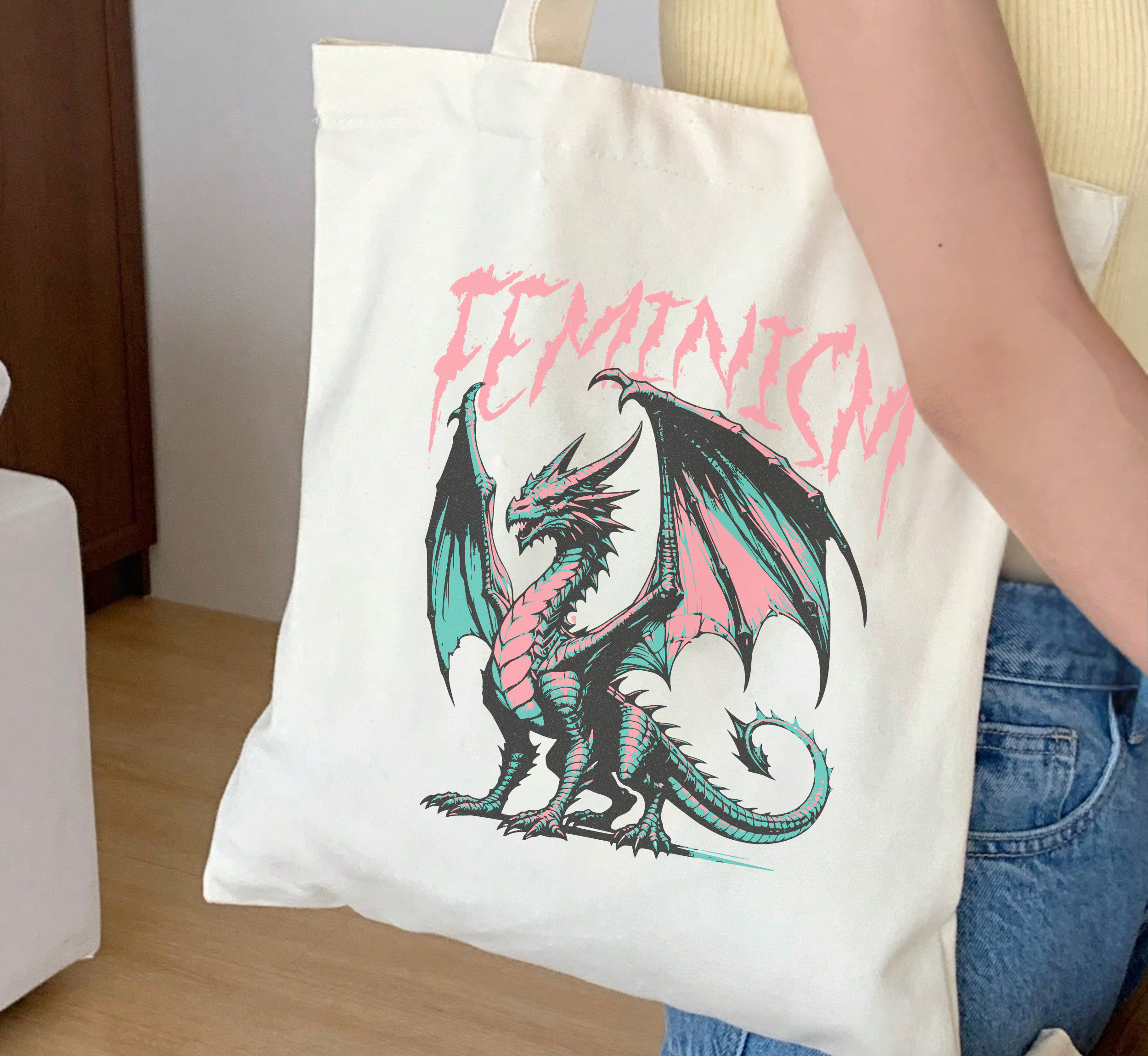 Feminism Dragon Tote Bag