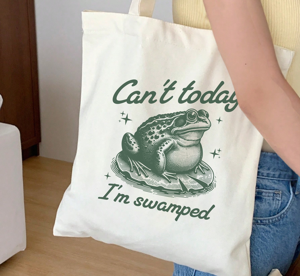 Sac fourre-tout « Pas aujourd'hui, je suis débordé » avec grenouille