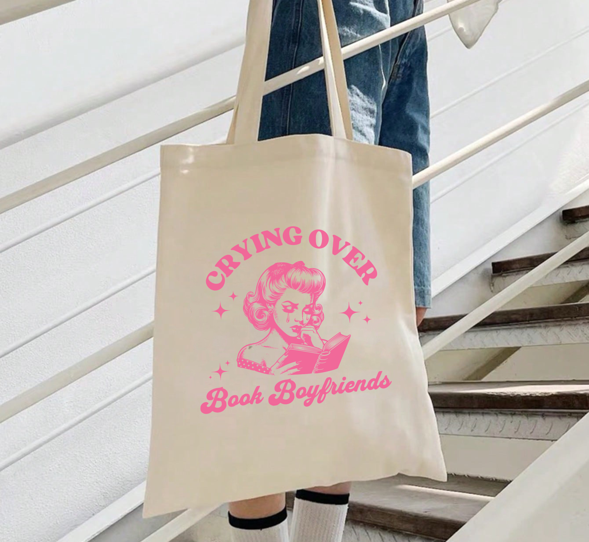 Crying Over Book Boyfriends Tote Bag