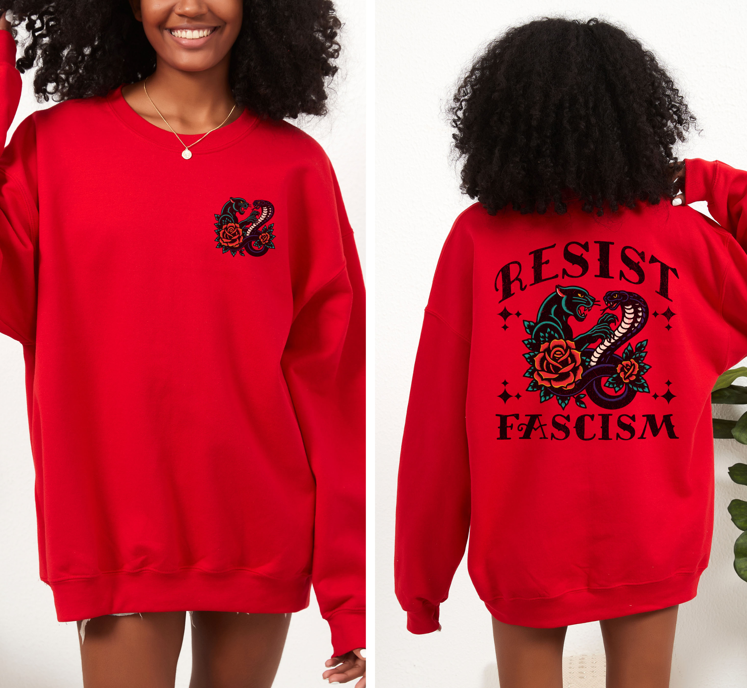 Sweat-shirt ras du cou « Résistons au fascisme »