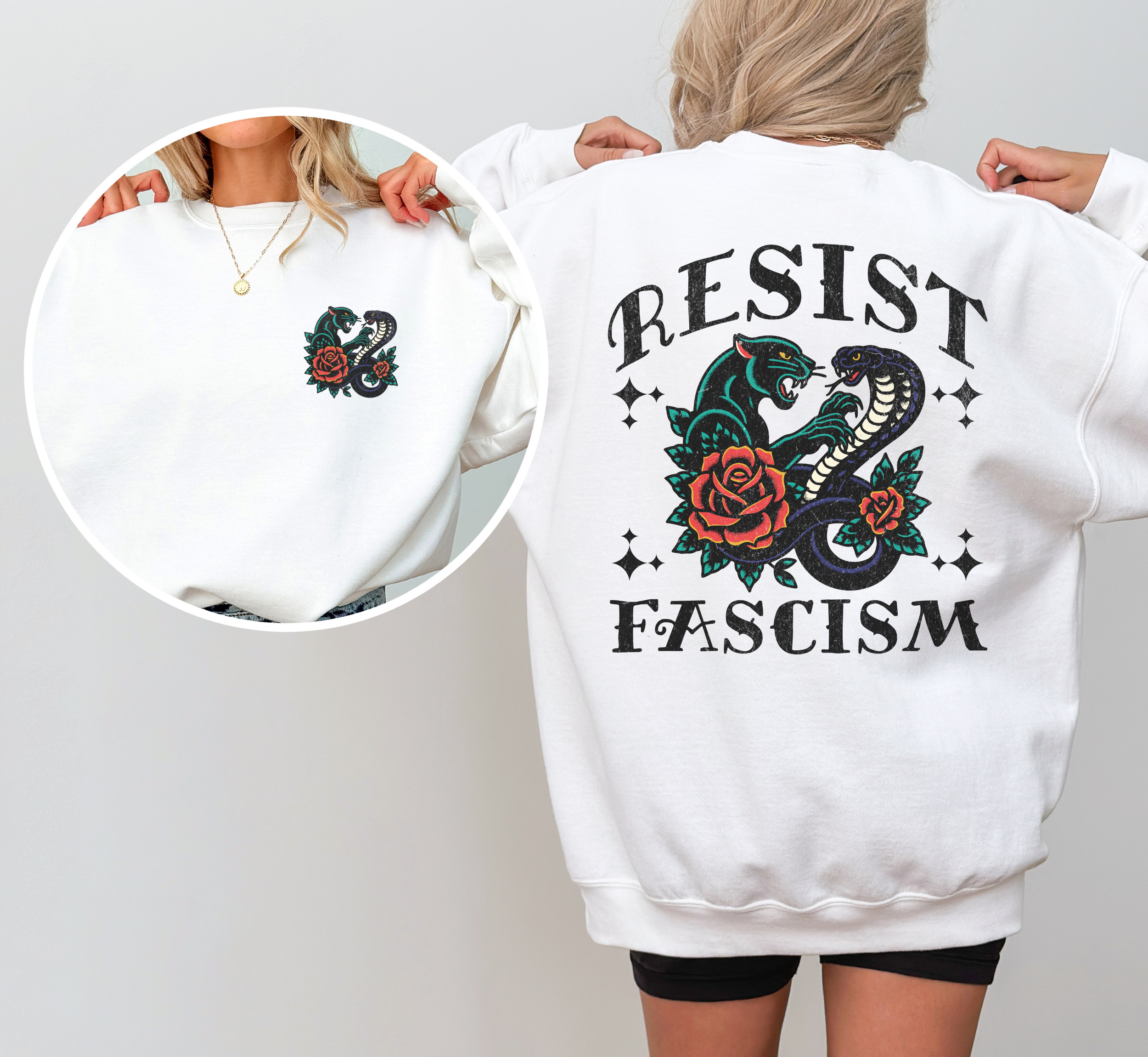 Sweat-shirt ras du cou « Résistons au fascisme »