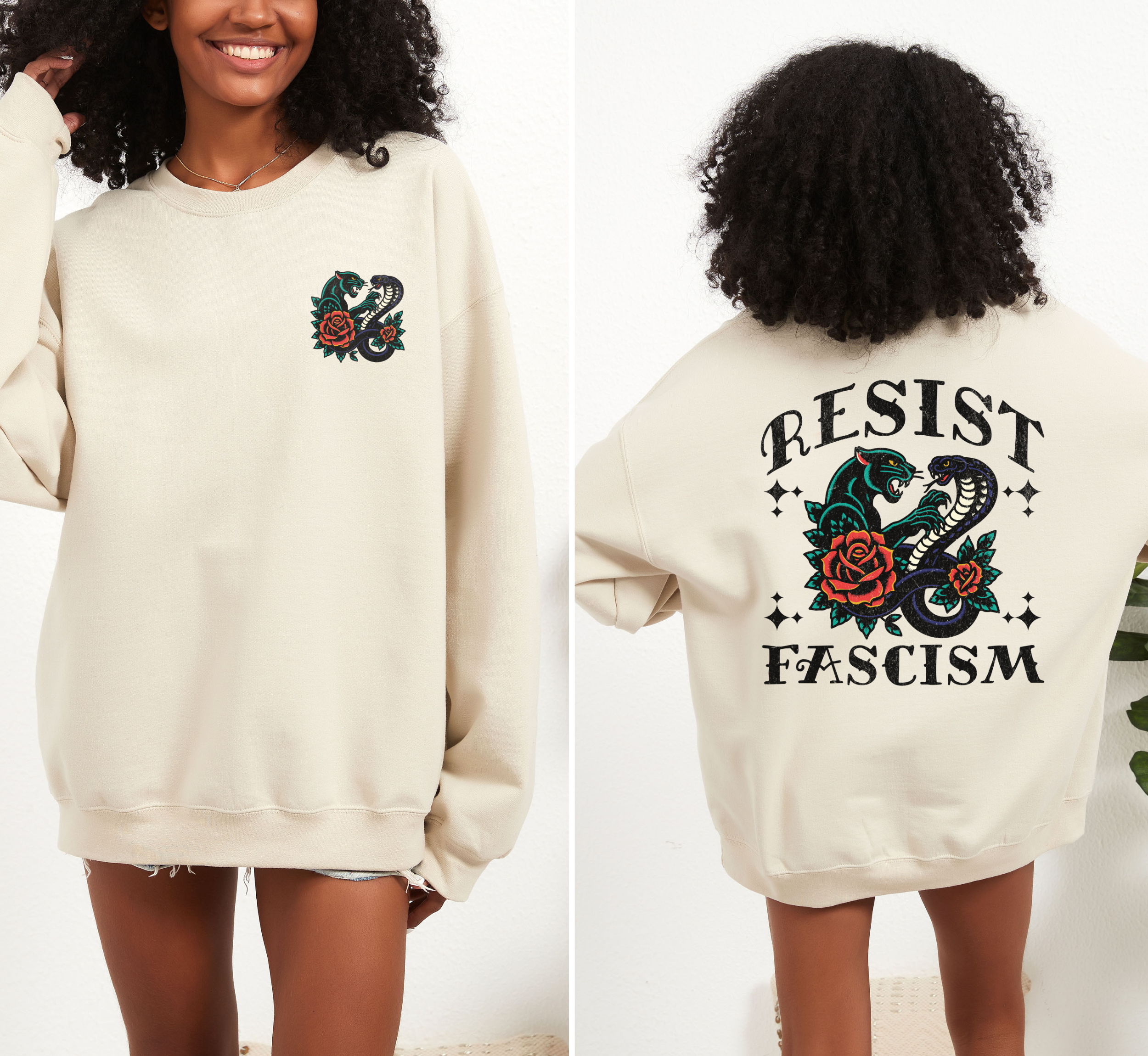 Sweat-shirt ras du cou « Résistons au fascisme »