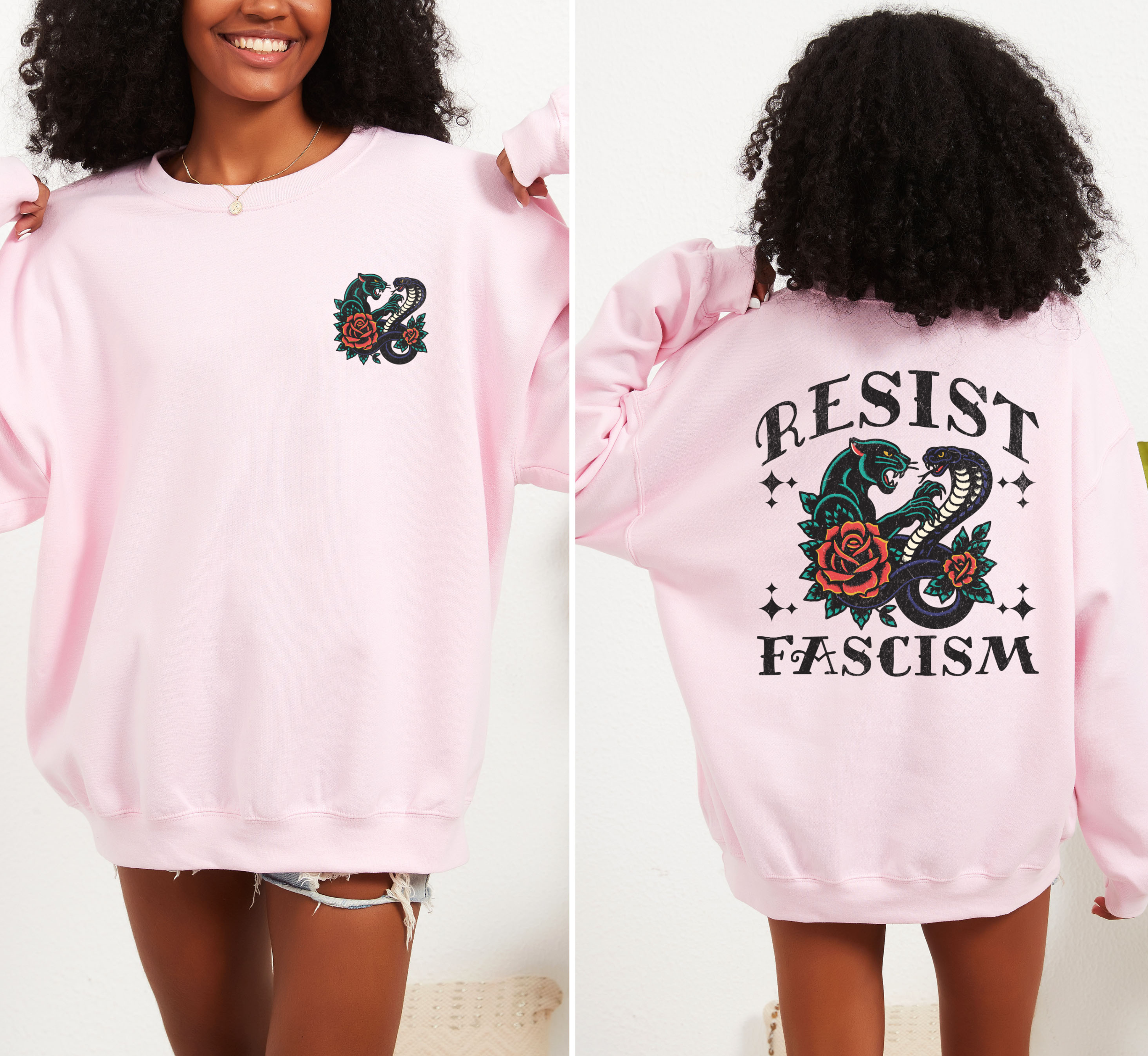 Sweat-shirt ras du cou « Résistons au fascisme »