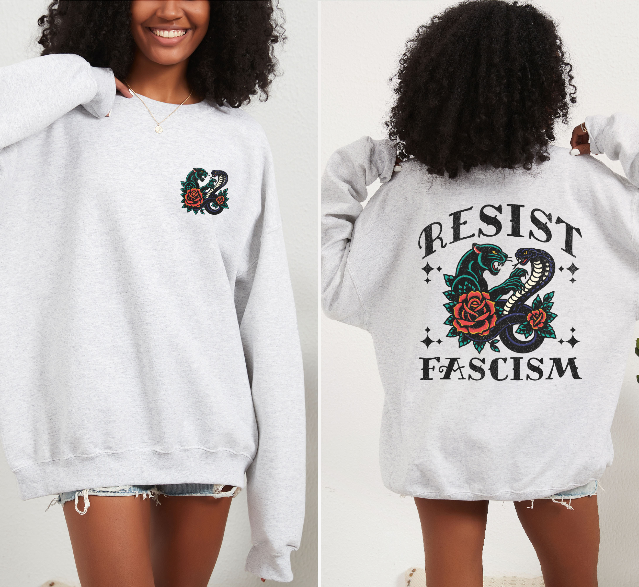 Sweat-shirt ras du cou « Résistons au fascisme »