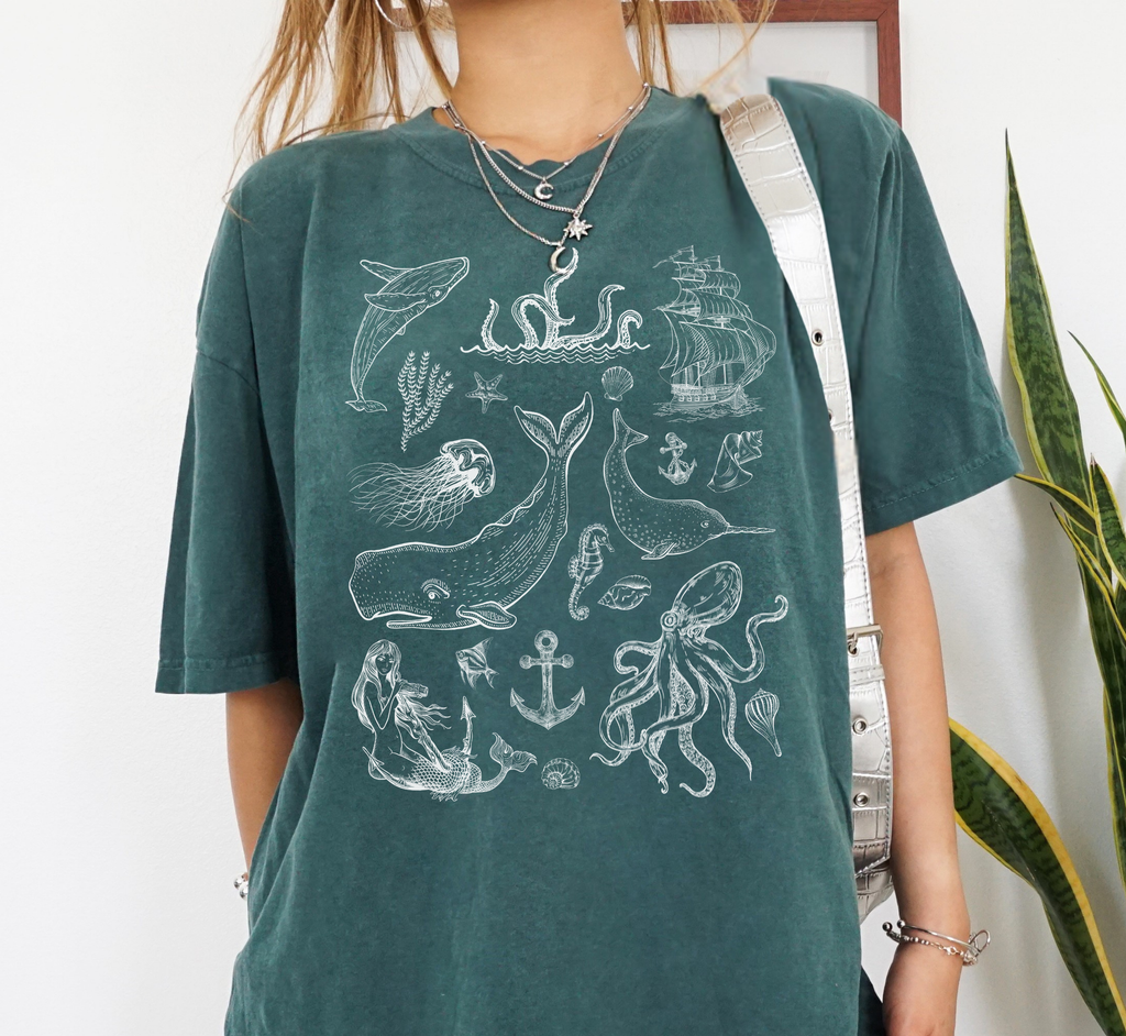 T-shirt de tatouage vintage sur le thème marin